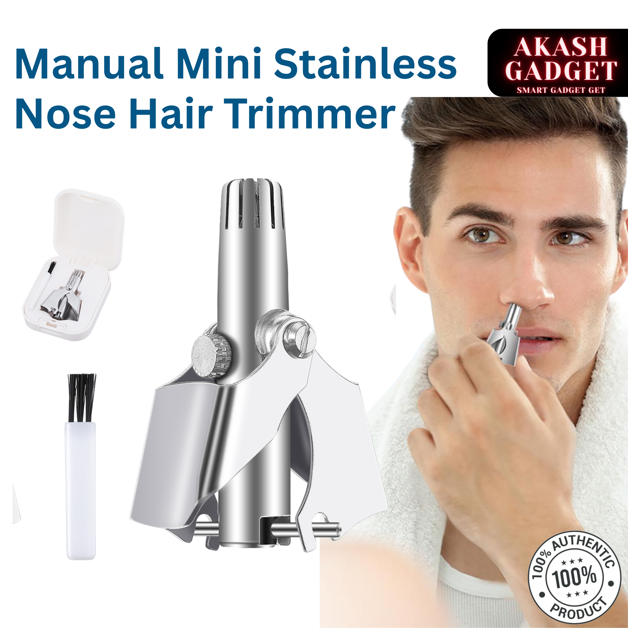 Manual Mini Stainless Nose Hair Trimmer for Men