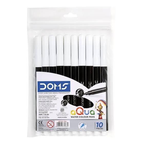 DOMS Aqua Water Colour Pen Black 10pcs_img_0