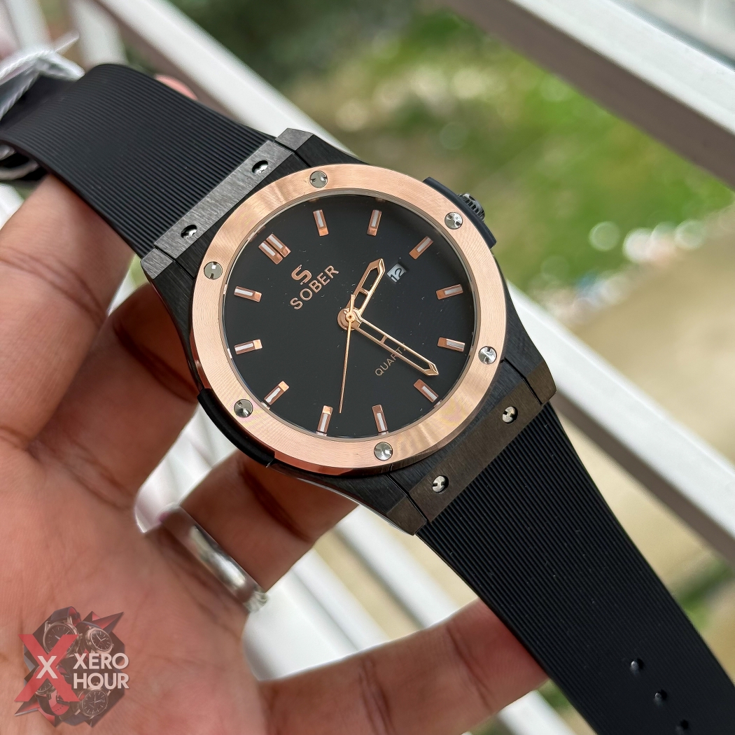 Sober Hublot Style | Original watch | Quartz movement | Rose Gold