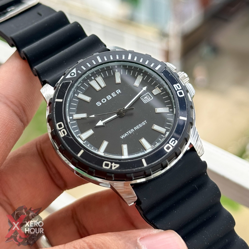 Sober Silicon Strap Sport | Date just Rotating Bezel | Black Dial_img_1