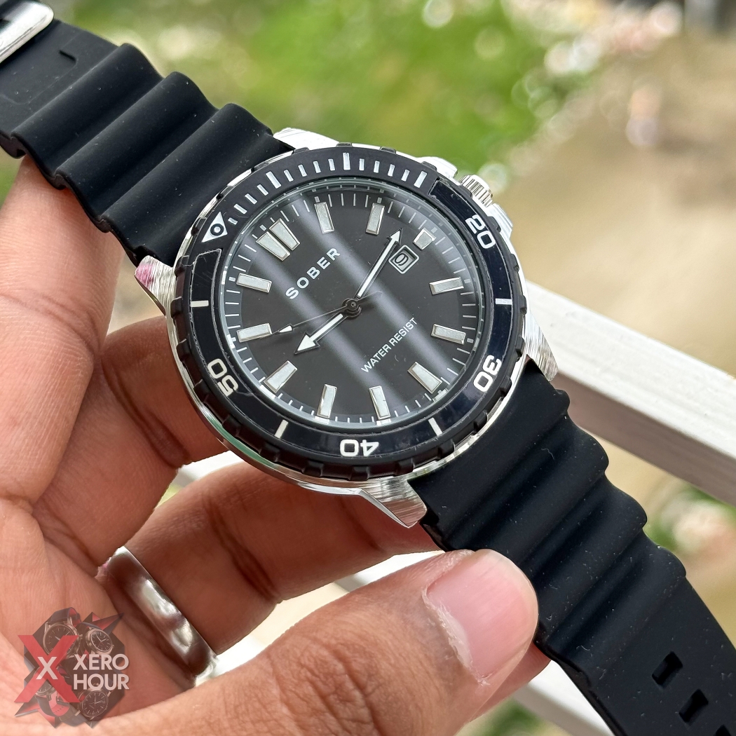 Sober Silicon Strap Sport | Date just Rotating Bezel | Black Dial_img_2