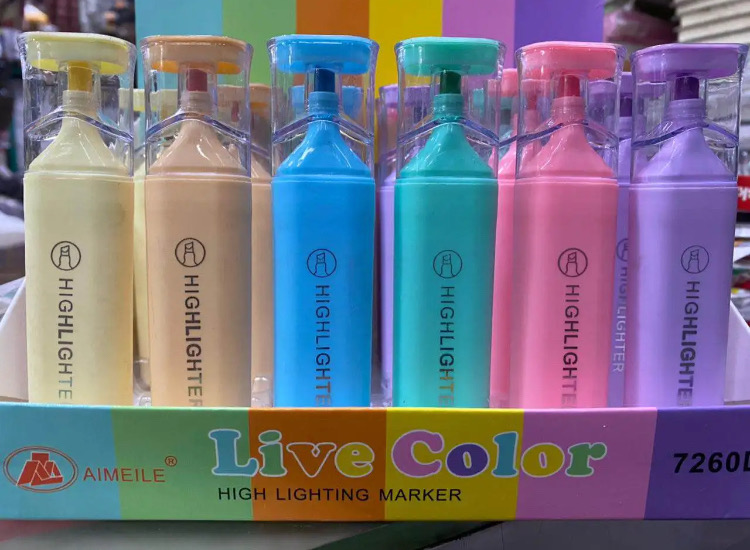 Fluorescent Highlighter Pens 6 pcs Set Pastel Macaron Colored For Drawing, Marking, Note-Taking_img_1