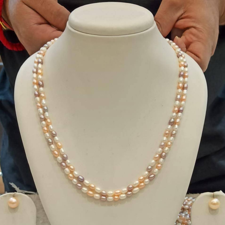 Multicolors Rice pearl 2 layer necklace_img_0