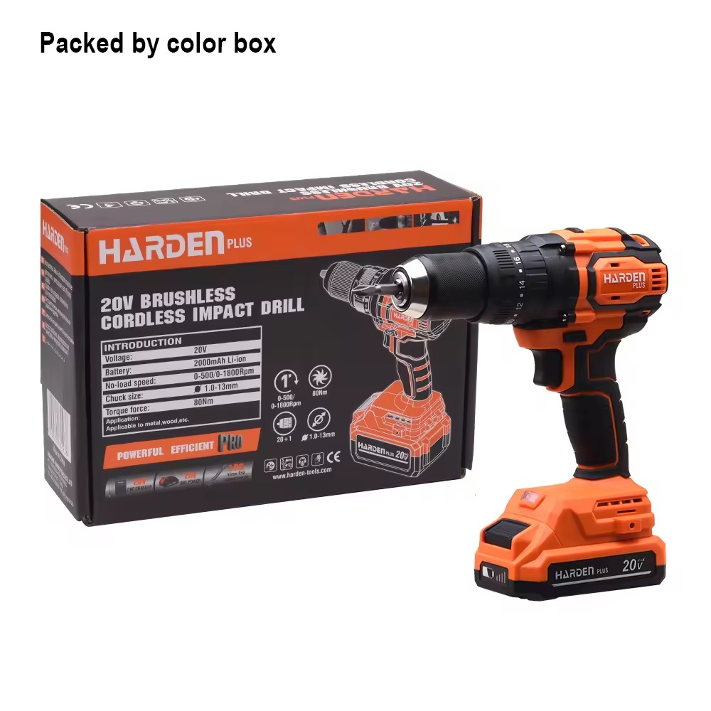 HARDEN 20V Brushless Cordless Drill/Driver | 80Nm High Torque | 2-Speed | 2000mAh Battery | European Plug Charger | Model: 758228_img_5