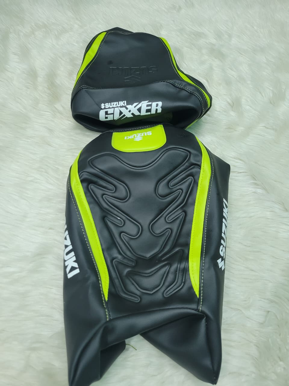 Premium Seat Cover For Gixxer Fi Or SF Neon Black Motorcycle_img_0