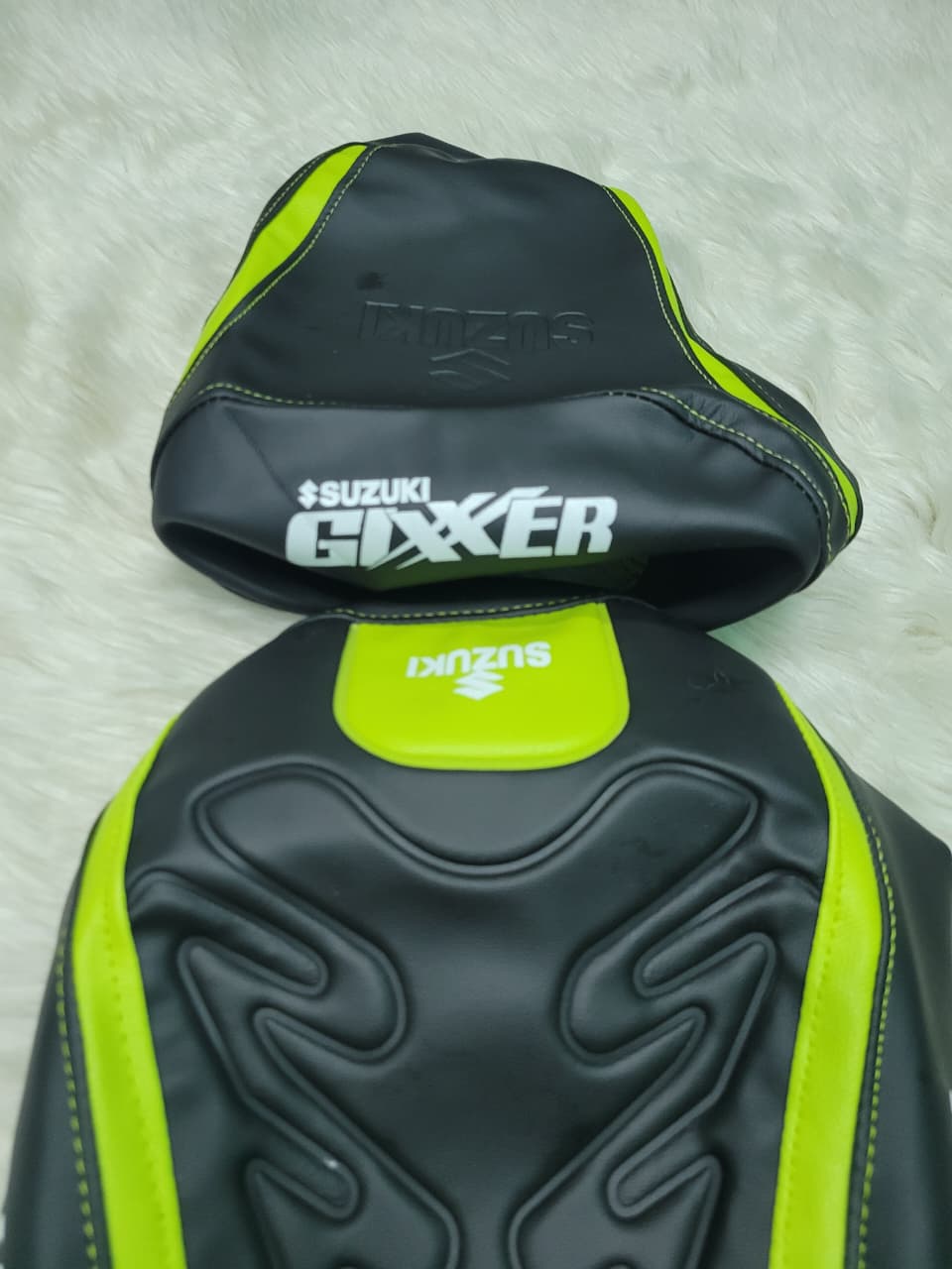 Premium Seat Cover For Gixxer Fi Or SF Neon Black Motorcycle_img_1