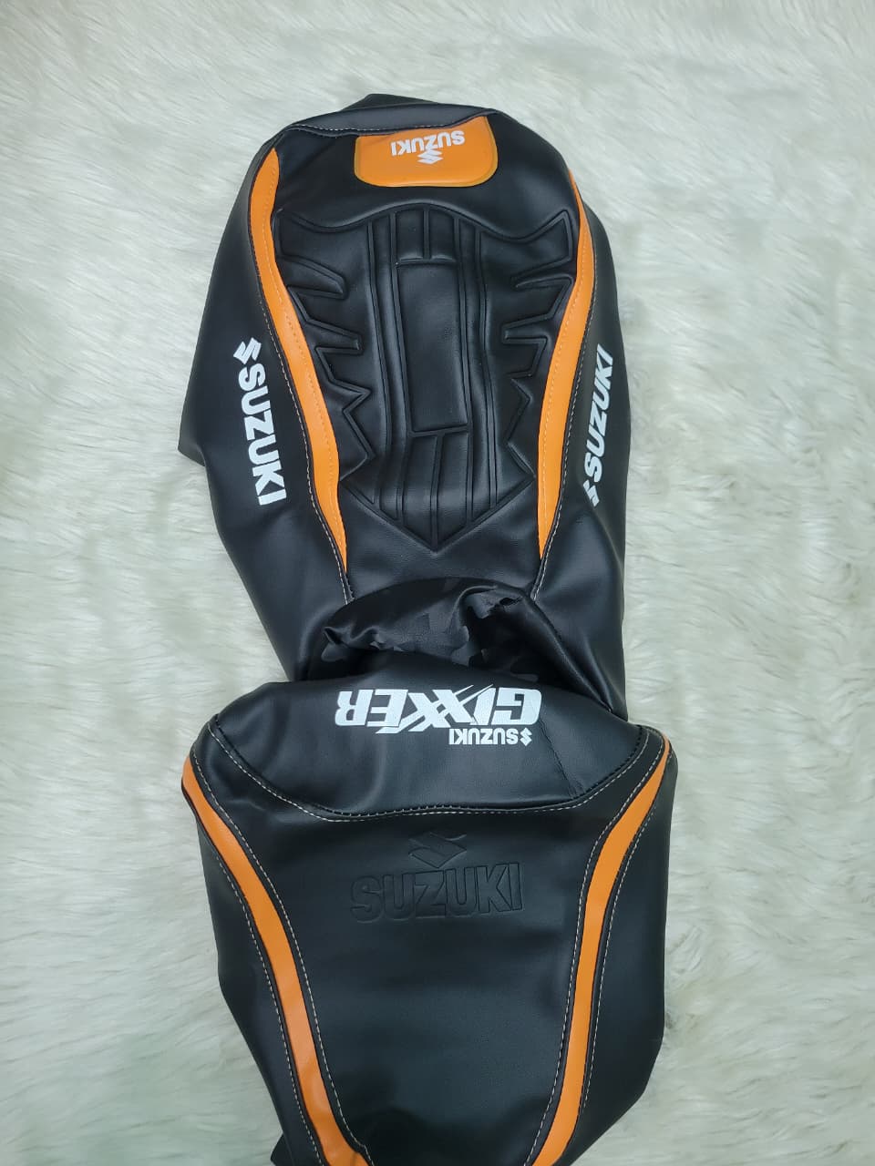 Premium Seat Cover For Gixxer Fi Or SF Sliver Ornage Motorcycle_img_0