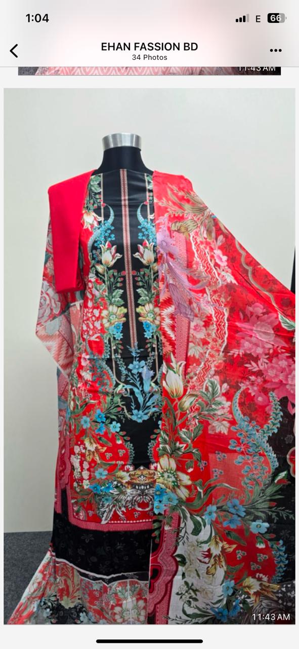 জমজম থ্রি-পিস ( প্রিমিয়াম ) (Unstitched)