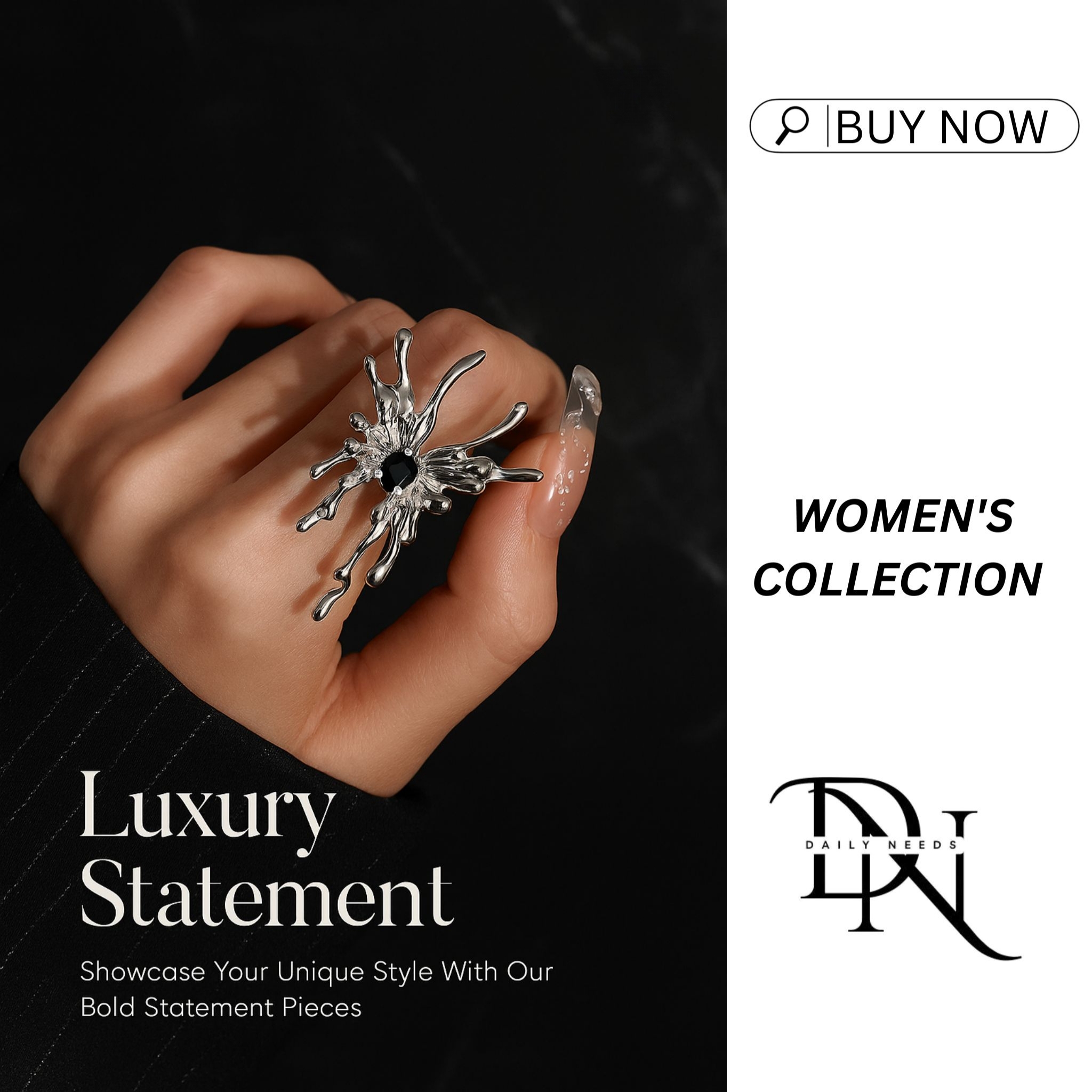 Black Diamond Liquid Butterfly Ring