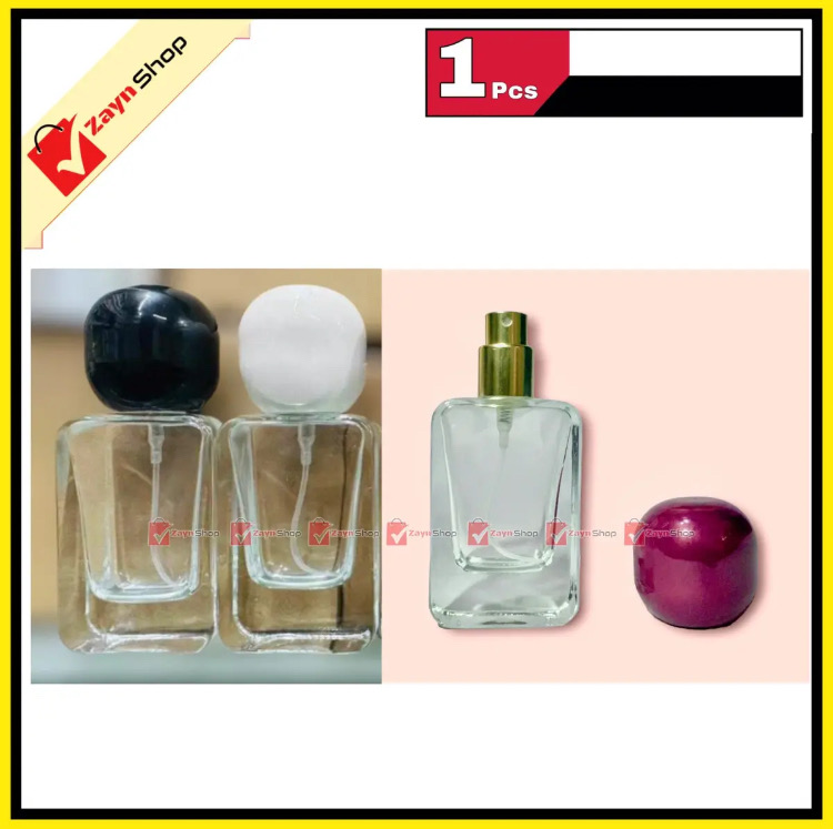 Empty Perfume Atomizer Refillable Spry Bottle round cap Transparent Glass square Shape 30ml_img_1