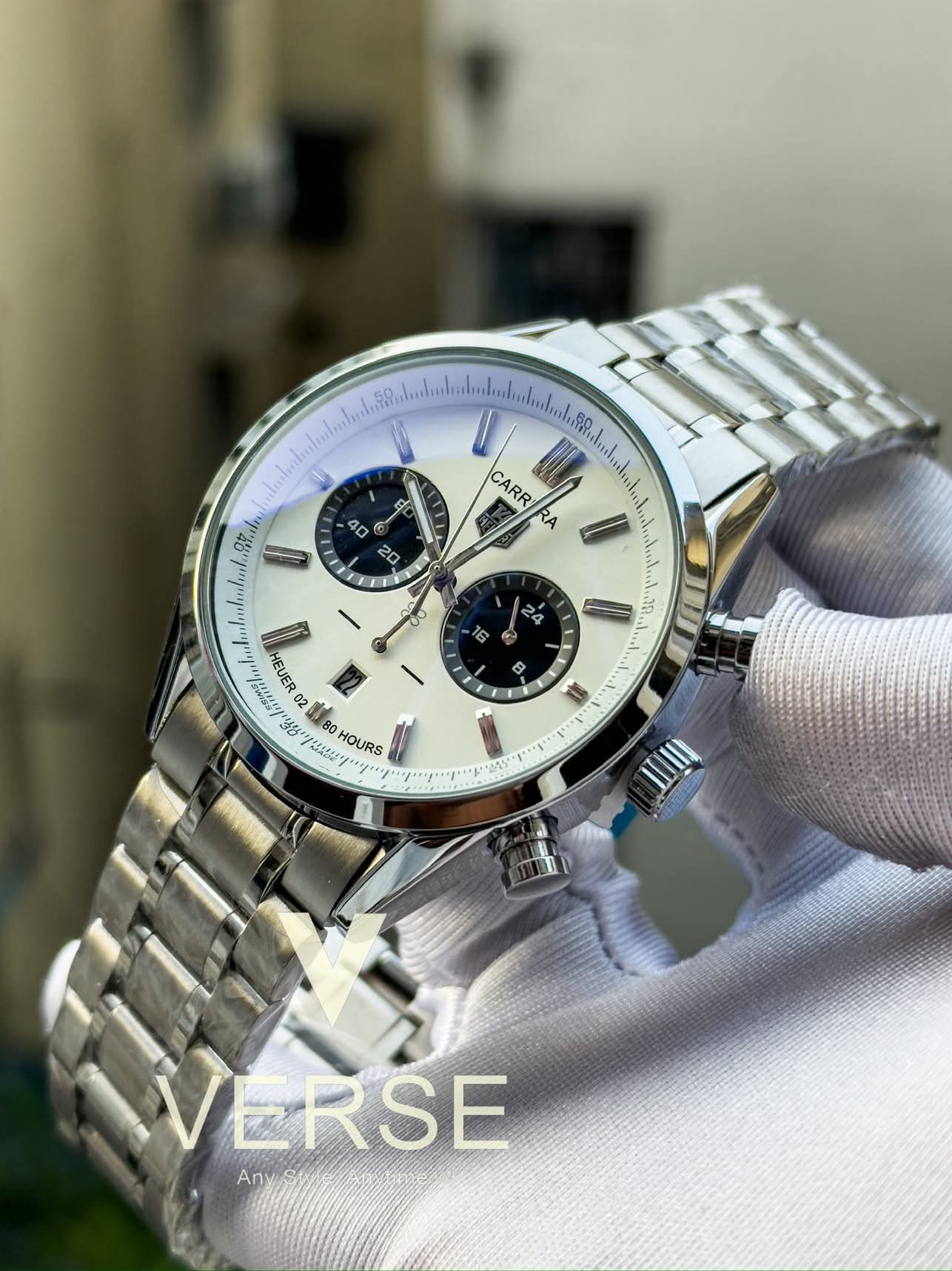 Tagheuer 2 chrono panda dial silver case