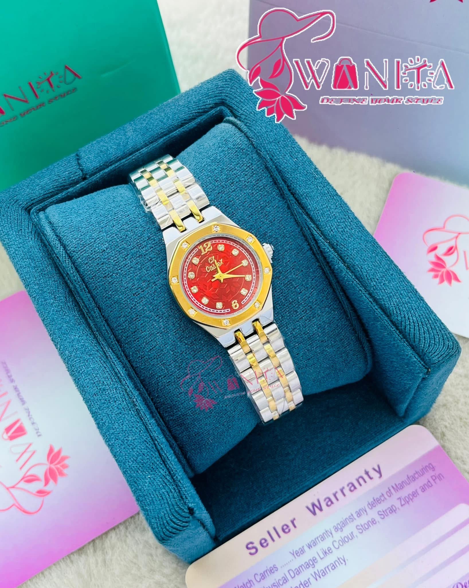 Caslex Ladies Wine Dual Tone Watch