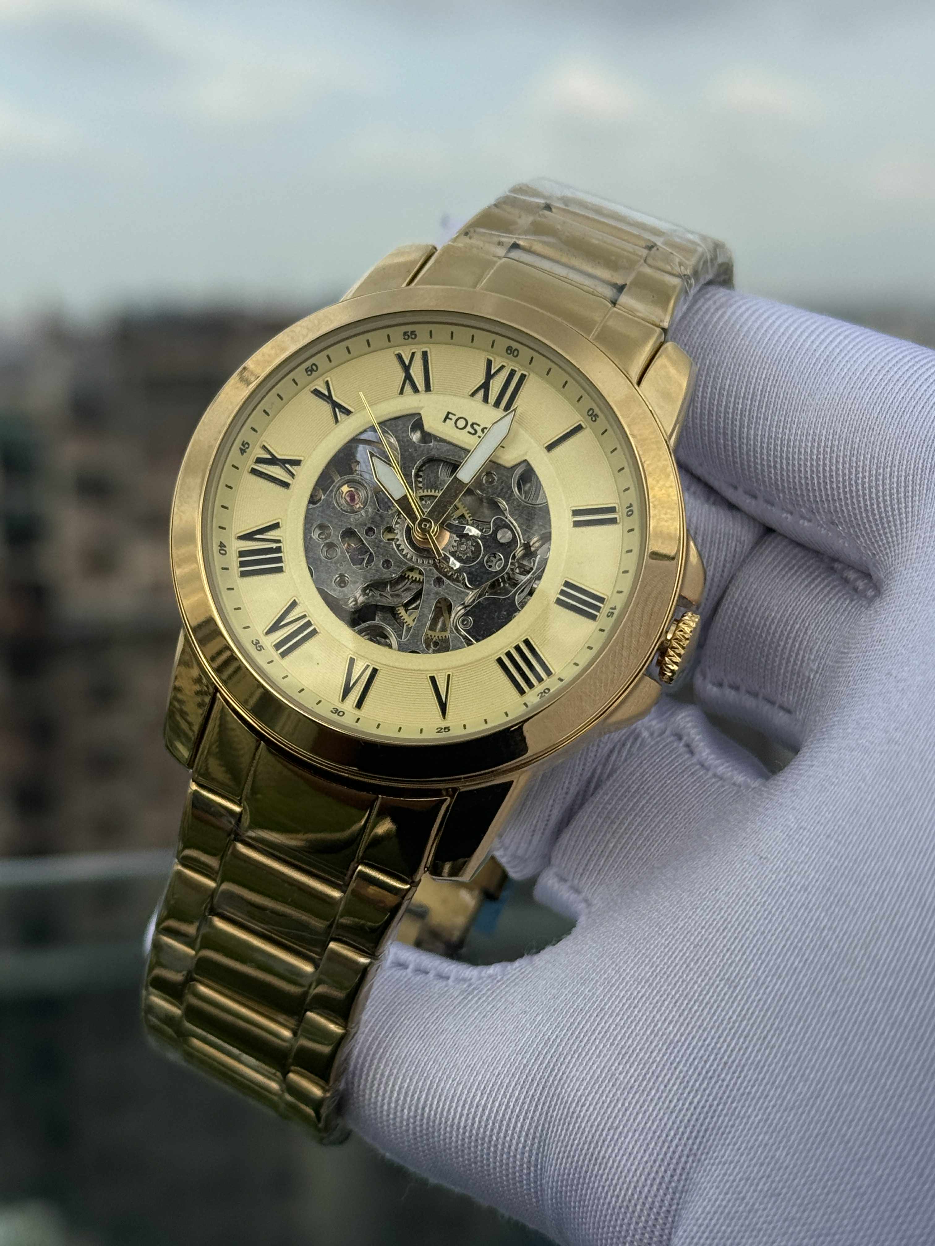 FOSSIL AUTO CHAIN GOLDEN CLIP LOCK