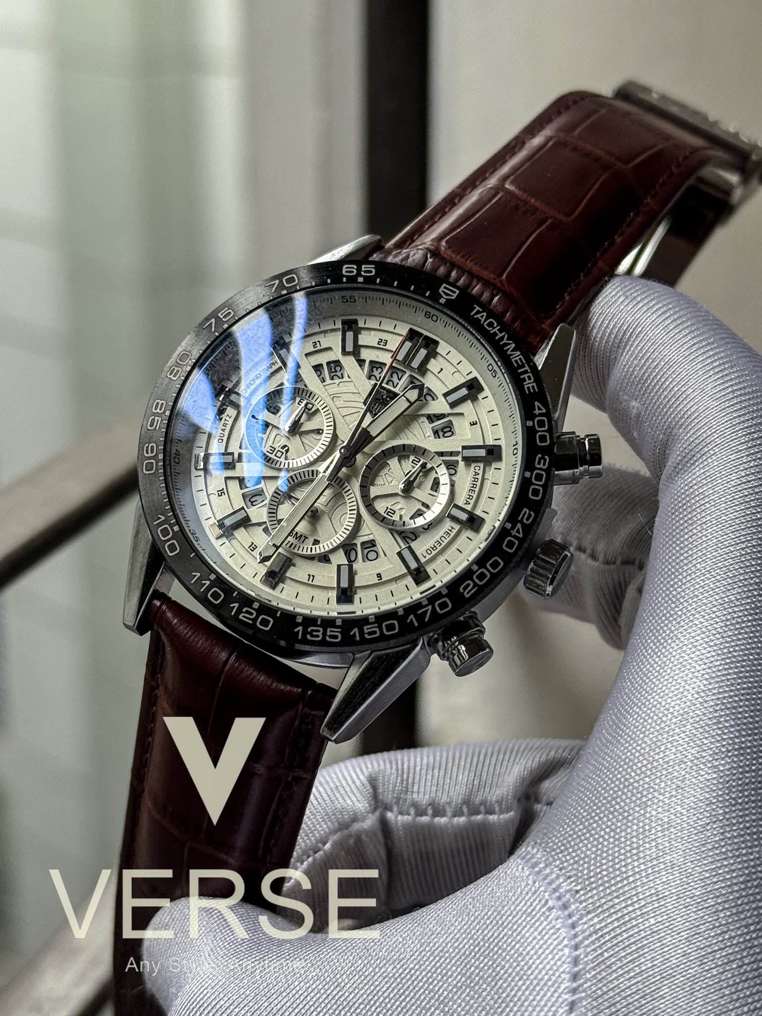 TAG 100M BROWN BELT WHITE DIAL