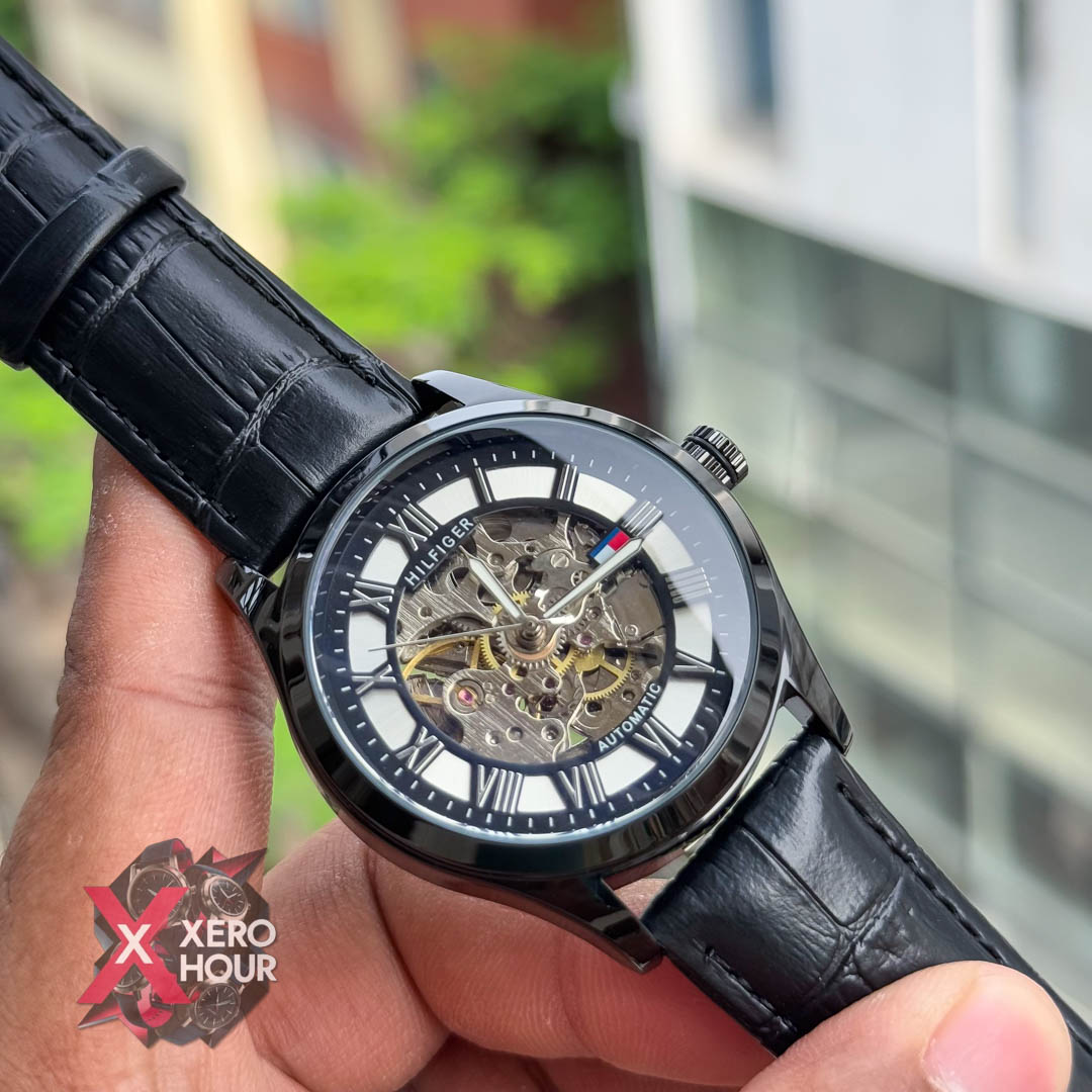 Tommy hilfiger Automatic movement | Leather belt watch Black dial_img_5