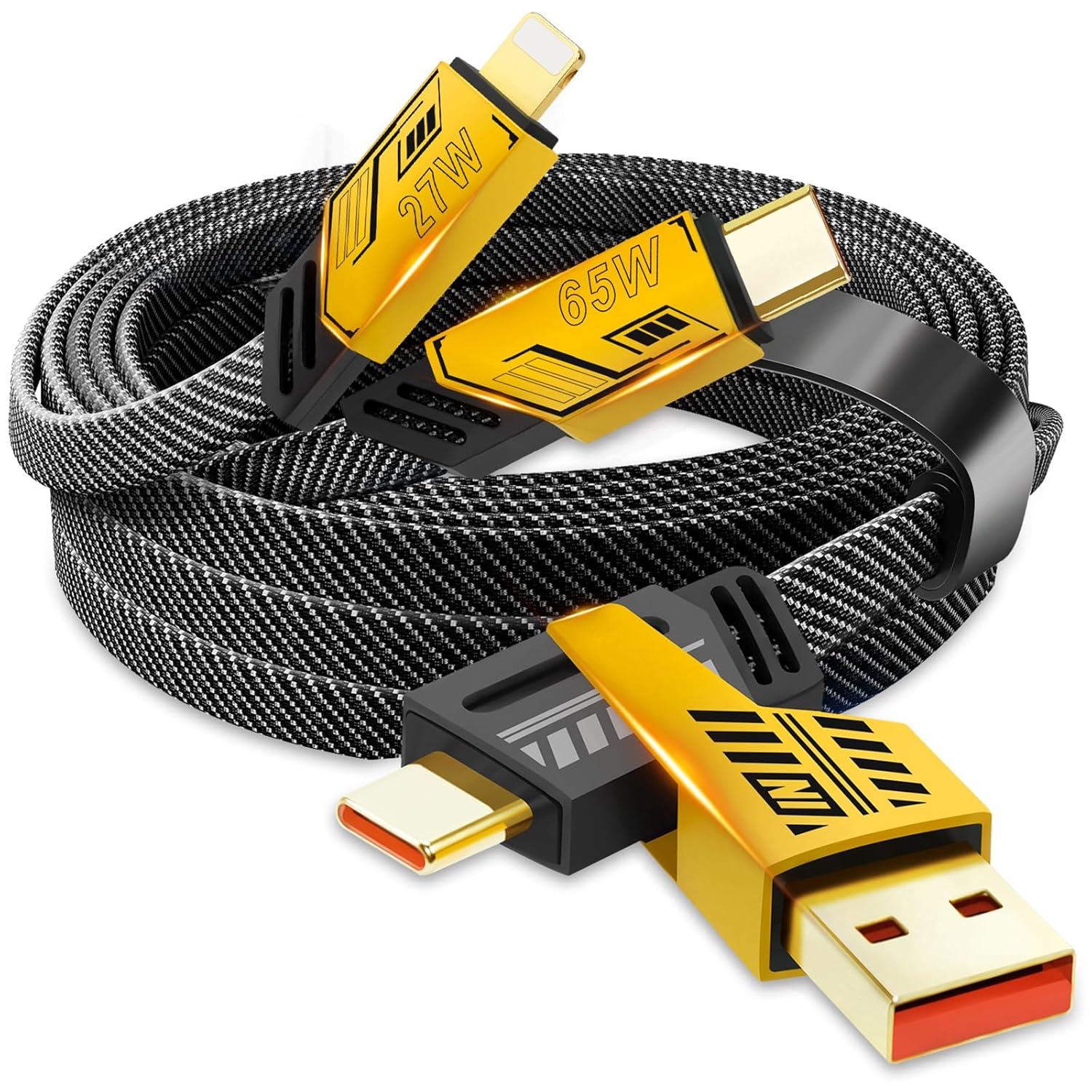 65W 4-in-1 Mobile Phone Data Cable Fast Charging Cable Dual-Head 1 Meter [40 inch]_img_0