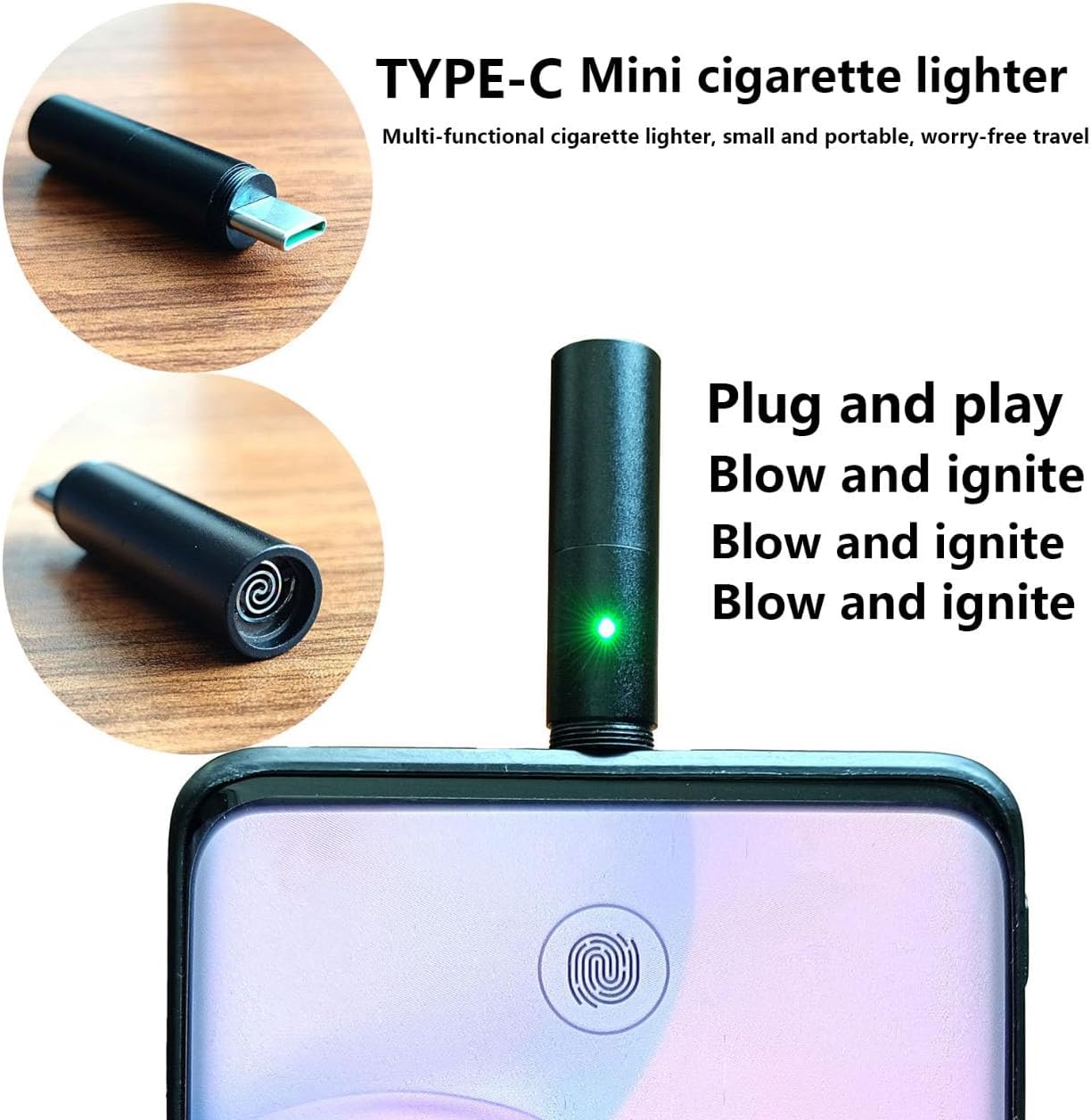 Type-C Portable Mini Cigarette Lighter Plug and Play with Smartphone Power bank Windproof Tungsten Wire Lighter_img_0