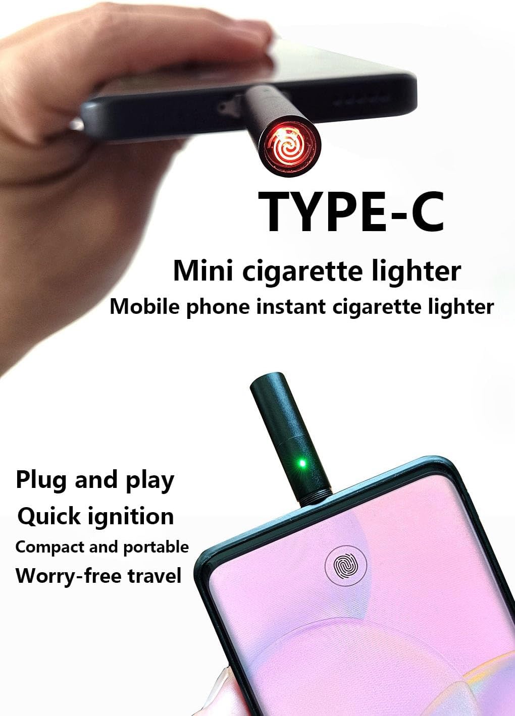 Type-C Portable Mini Cigarette Lighter Plug and Play with Smartphone Power bank Windproof Tungsten Wire Lighter_img_1