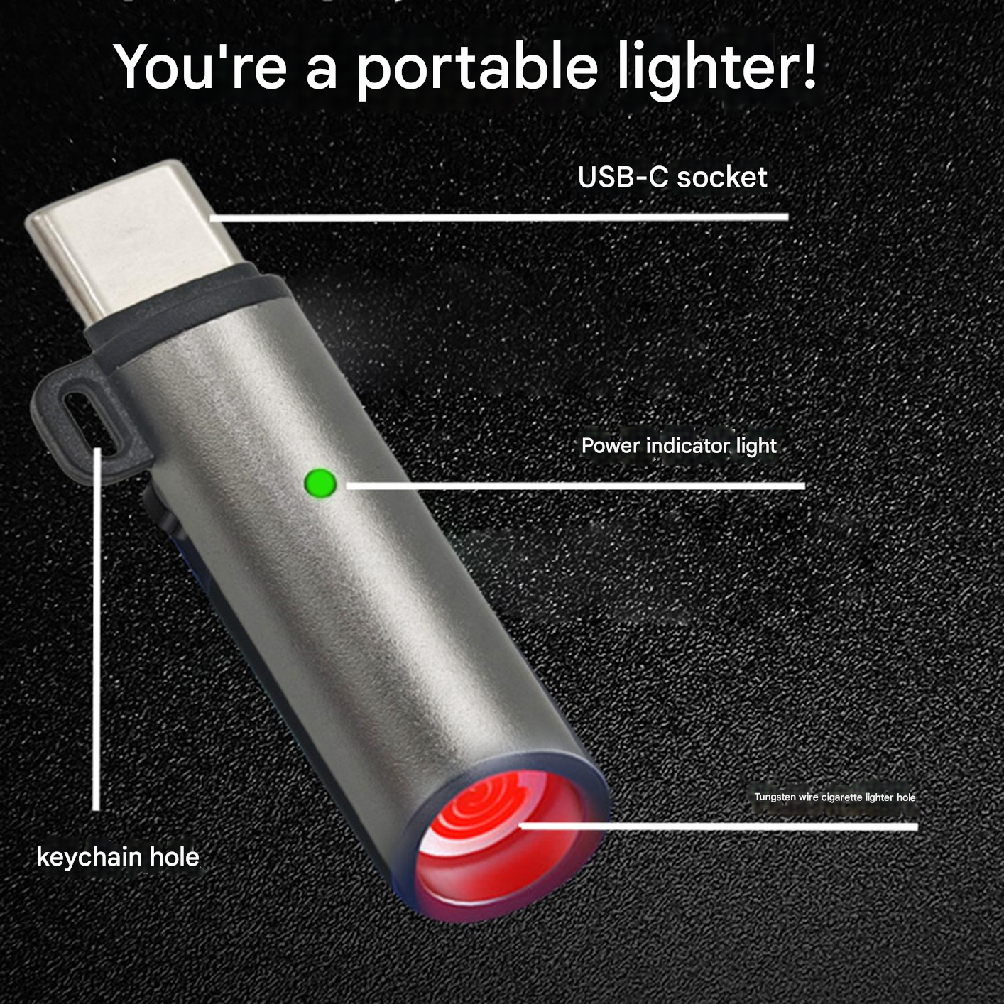 Type-C Portable Mini Cigarette Lighter Plug and Play with Smartphone Power bank Windproof Tungsten Wire Lighter_img_3