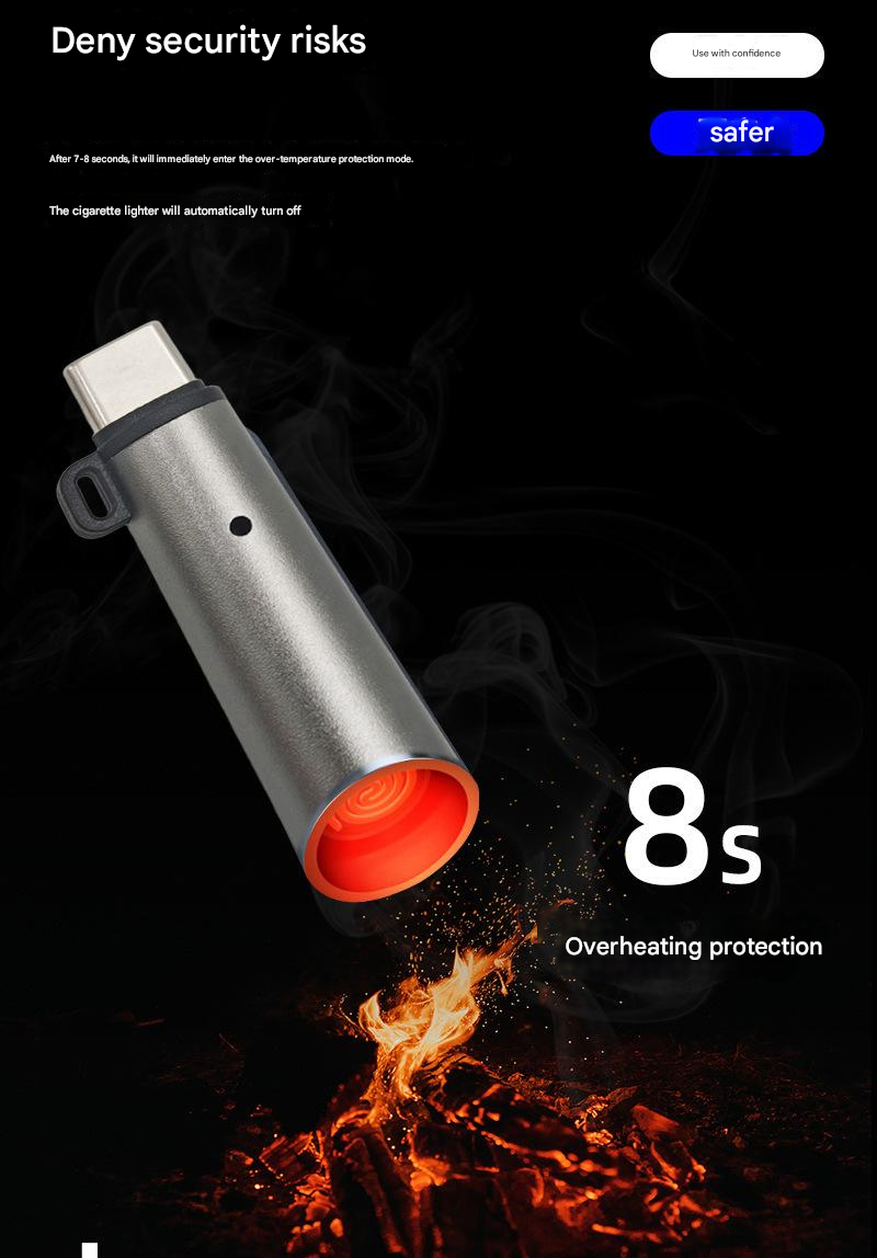 Type-C Portable Mini Cigarette Lighter Plug and Play with Smartphone Power bank Windproof Tungsten Wire Lighter_img_6