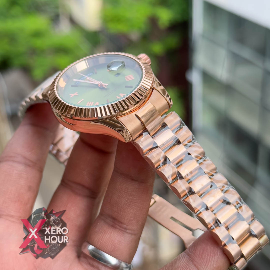 Rolex Date just | Rose Gold with Green Dial | Special Color Edition_img_1