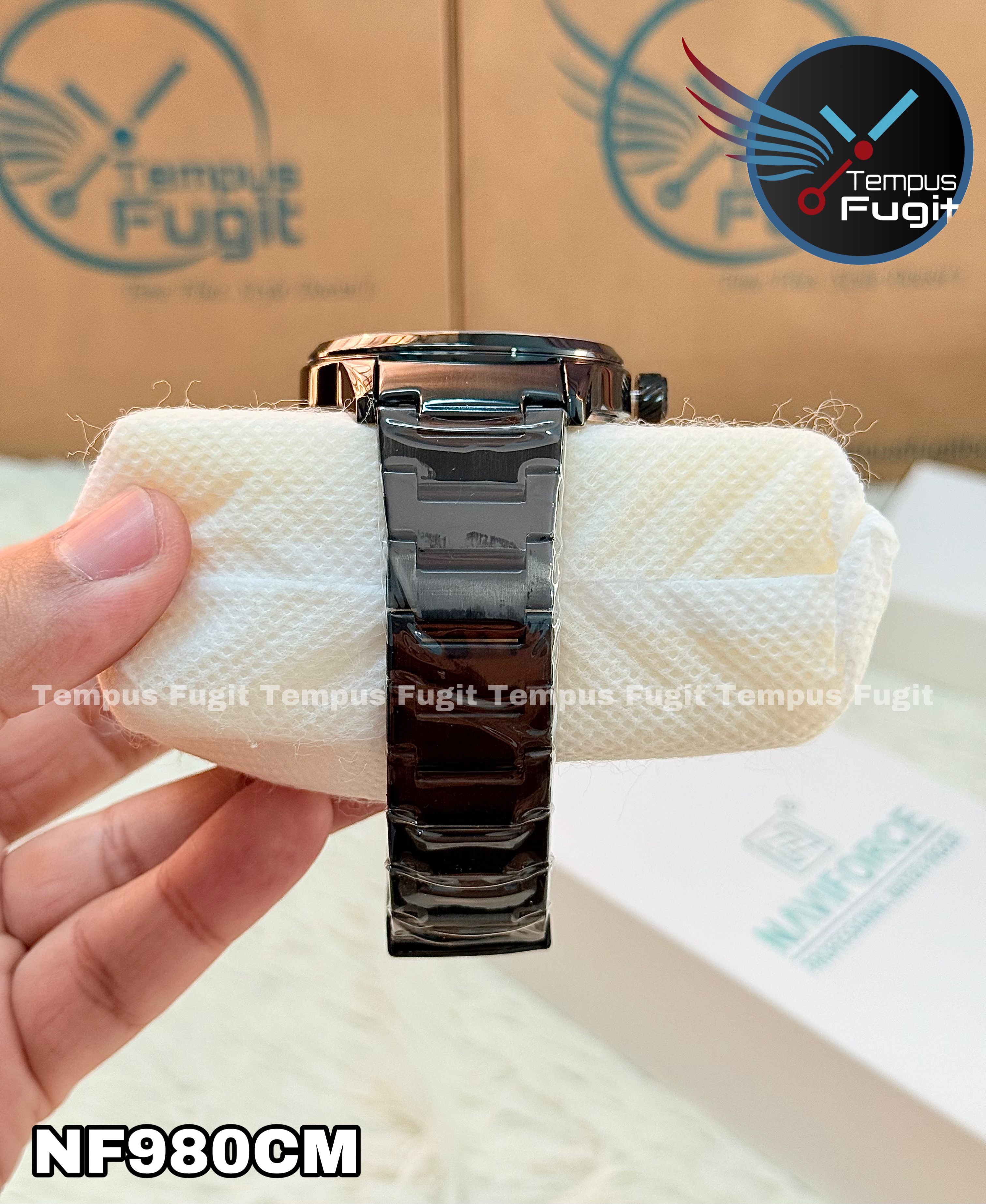 Naviforce 8044 Gents Chain Watch - Black Dial with Red Marking- Black Bezel- Black Chain- TF Code NF980CM_img_14