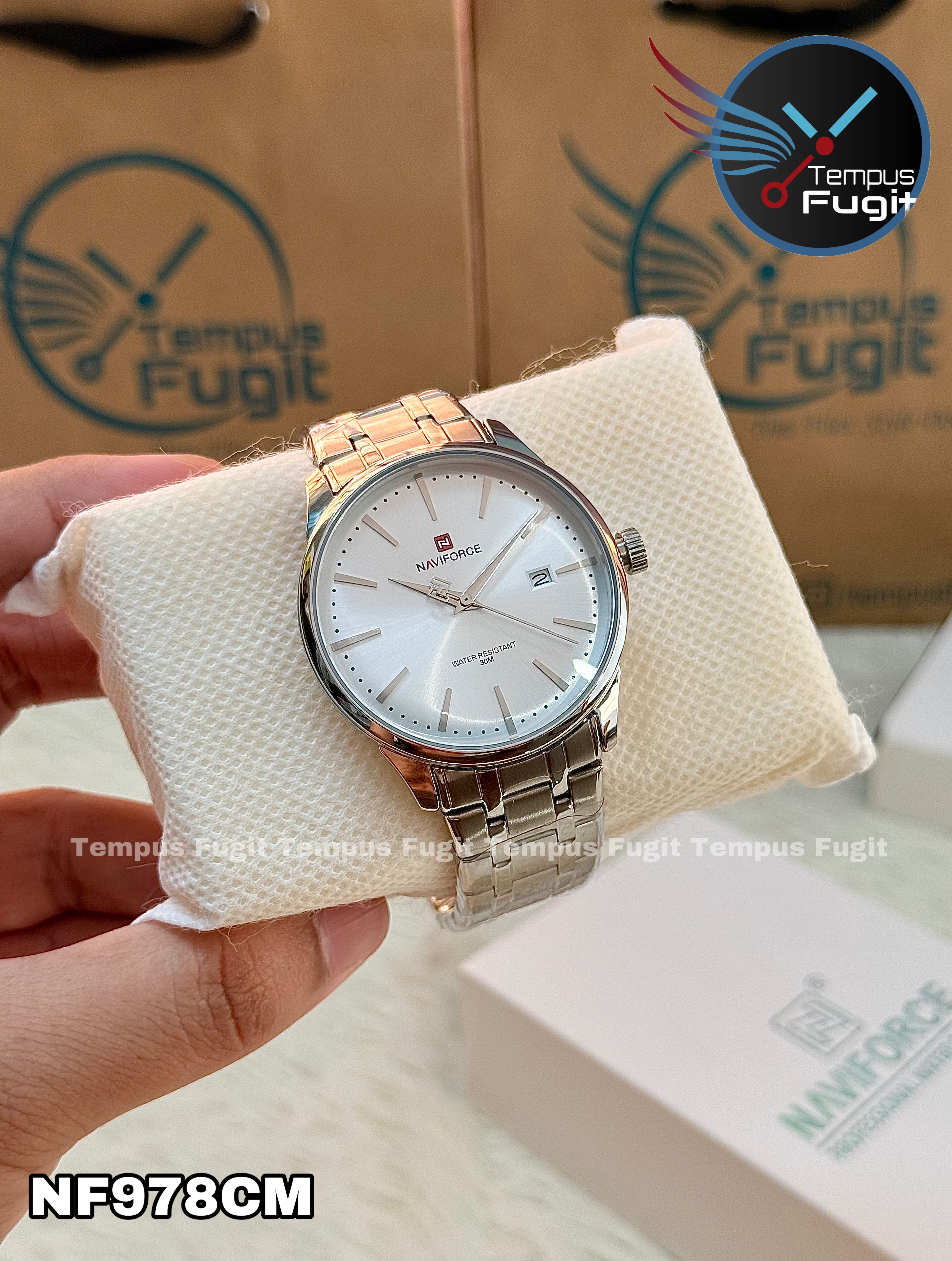 Naviforce 9230 Gents Chain Watch- Silver Dial- Silver Bezel- Silver Chain- TF Code NF978CM_img_6