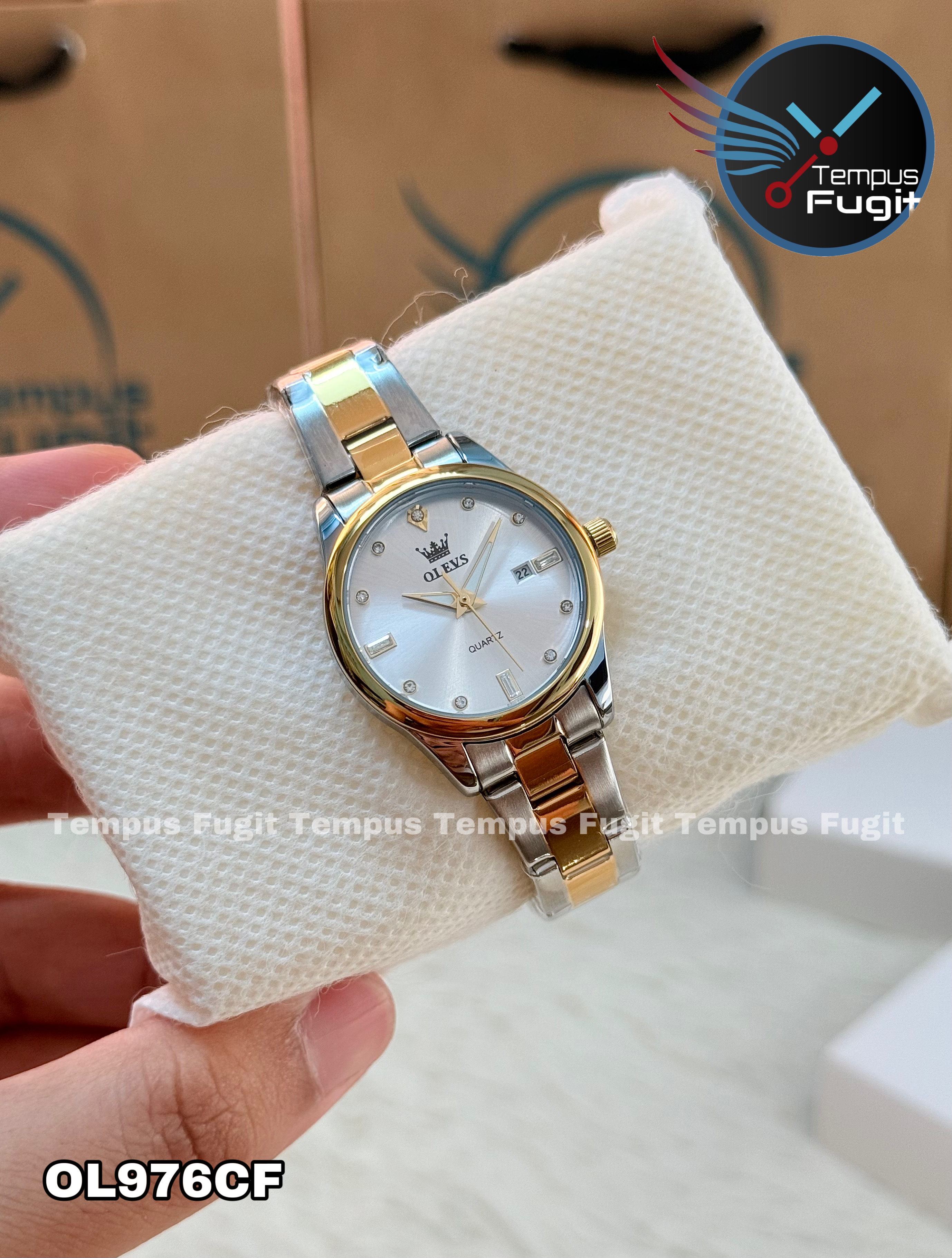 OLEVS 3621 Ladies Chain Watch- Silver Dial- Golden Bezel- Silver+Golden Bezel- TF Code OL976CF_img_6