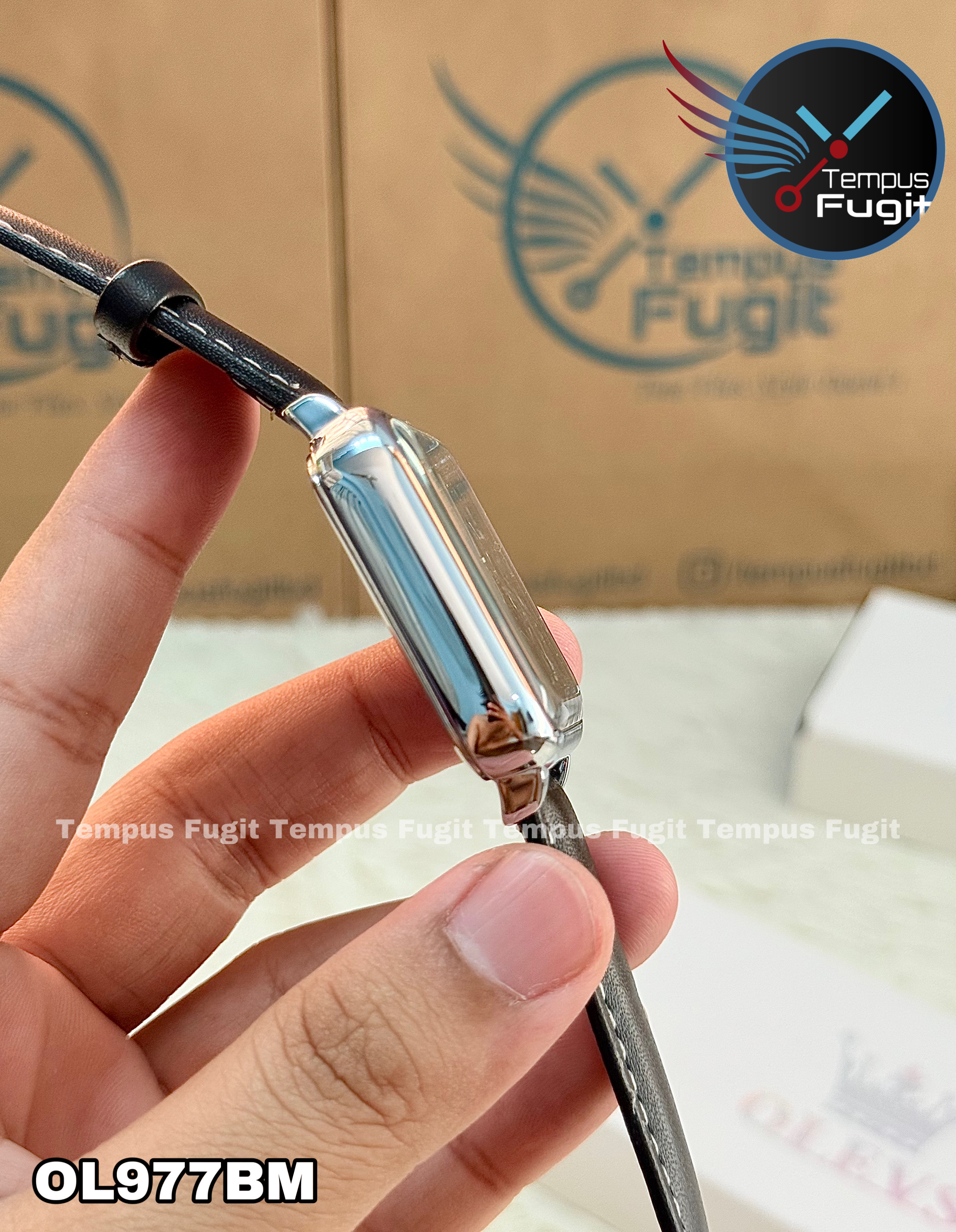 OLEVS 9914 Gents belt Watch- Blue Dial- Silver Bezel- Black Belt- TF Code OL977BM_img_15