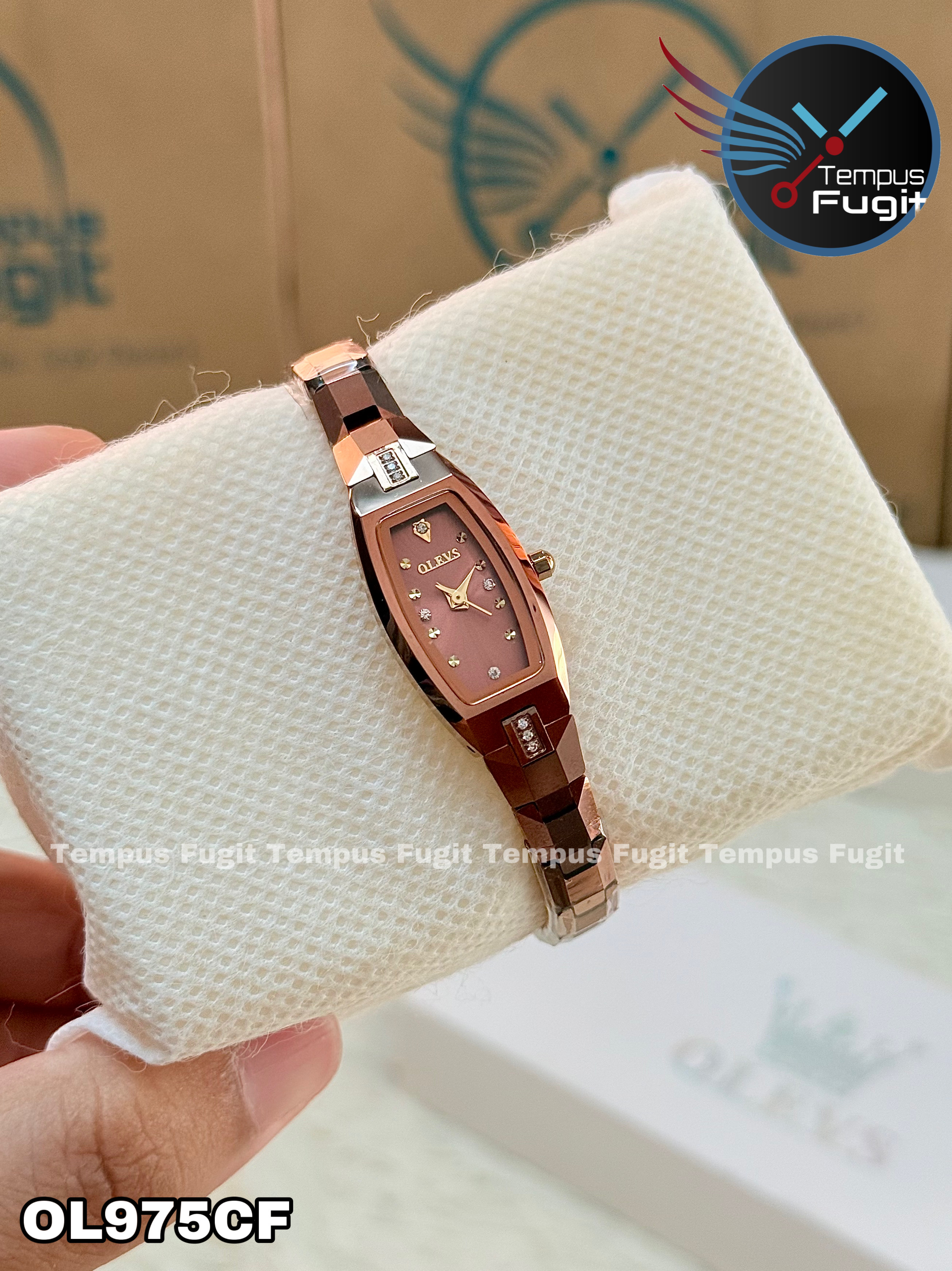 OLEVS 5501 Ladies Chain Watch-Coffee Dial- Coffee Bezel- Coffee Chain- TF Code OL975CF_img_13