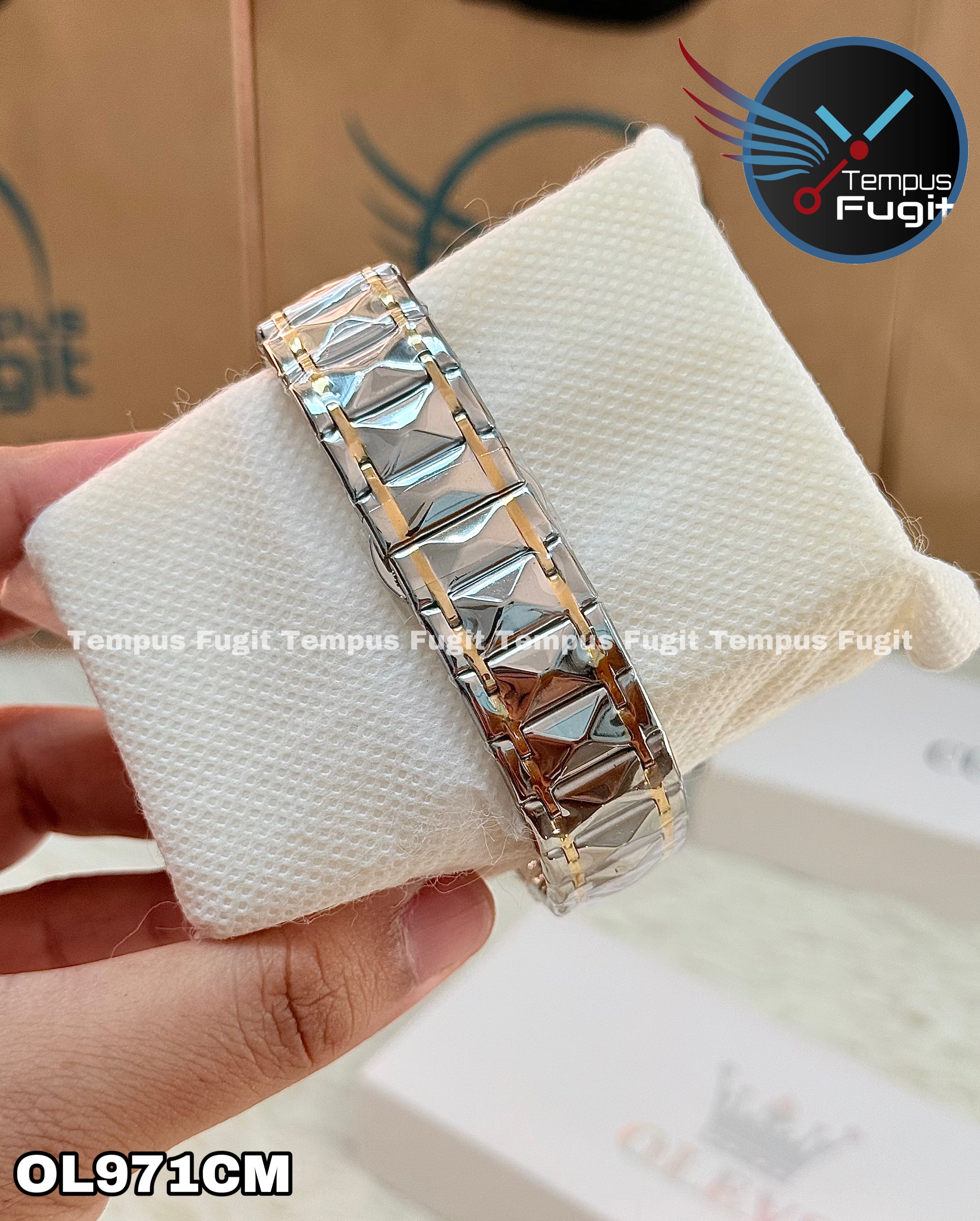 OLEVS 5609 Gents Chain Watch- Blue Dial- Golden Bezel- Silver+Golden Chain- TF Code OL971CM_img_15