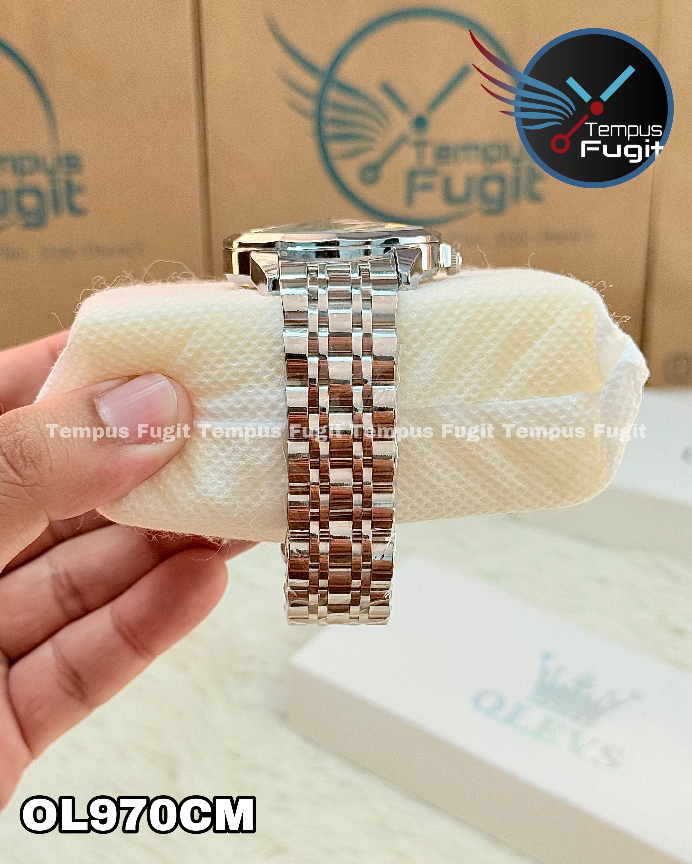 OLEVS 9998 Gents Chain Watch- Grey Dial- Silver Bezel- Silver Chain- TF Code OL970CM_img_8