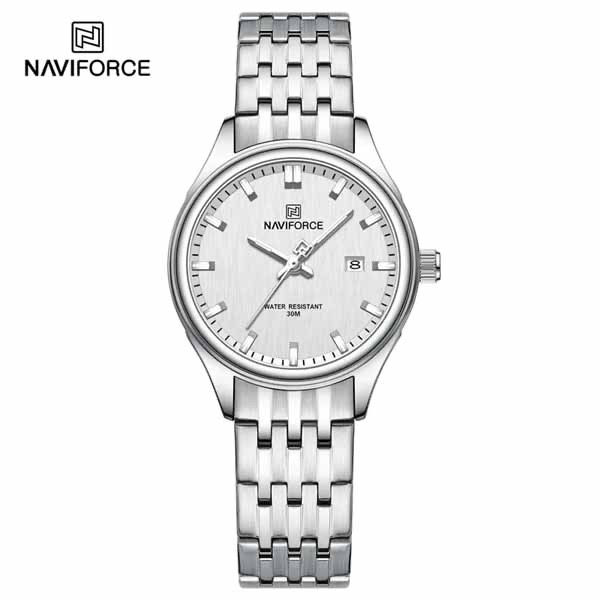Naviforce 8039 Ladies Chain Watch- Silver Dial- Silver Bezel- Silver Chain- TF Code NF862CF_img_0