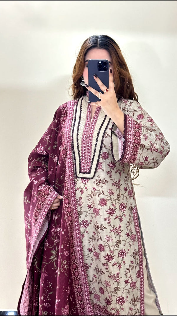 Stylish Ready To Wear Khaddar Cotton Three Piece (Eid Special)_img_2