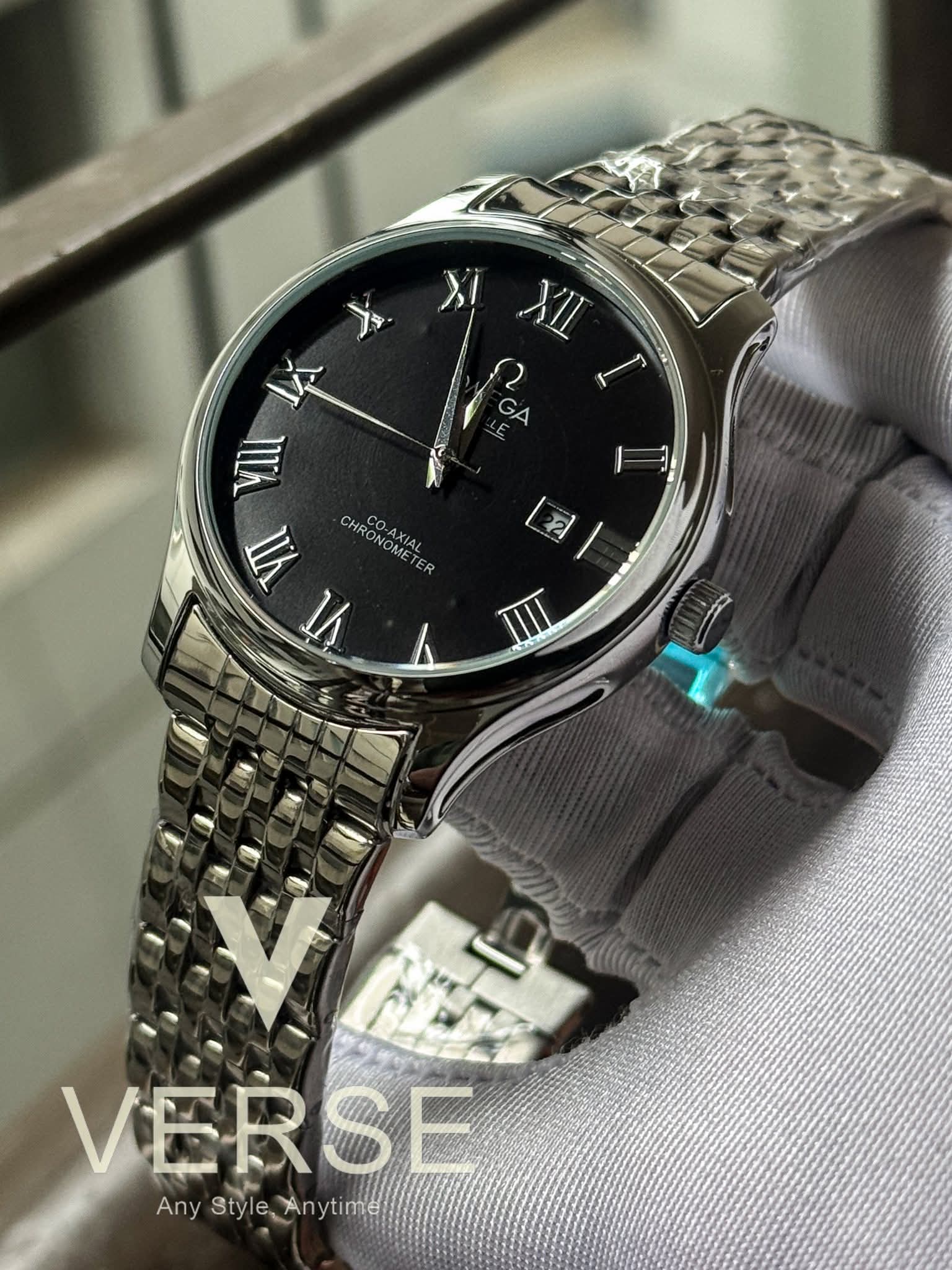 OMEGA DE VILLE SILVER CHAIN BLACK DIAL