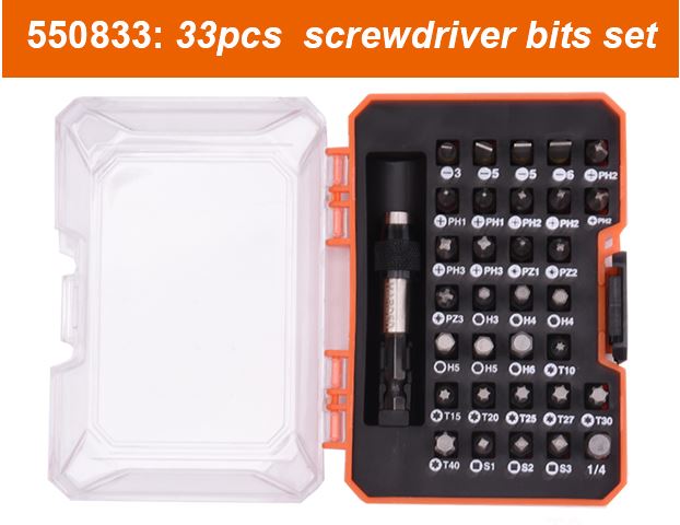 HARDEN 33 Pcs Professional Screwdriver Bits Set | S2 Steel | Magnetic | Tool Kit with Box | Model: 550833