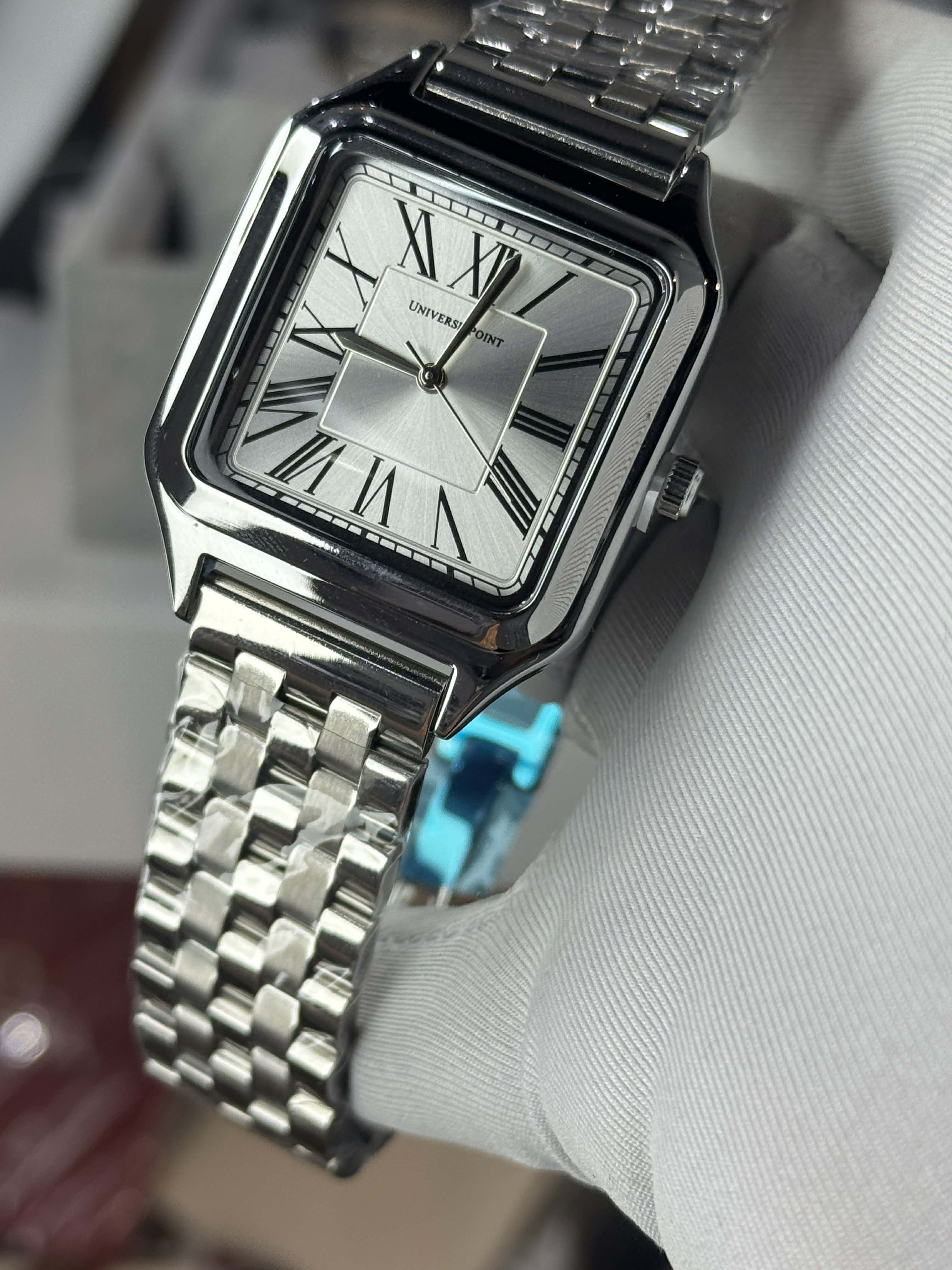 UNIVERSE POINT Santos Stainless Steel Watch – White Roman Dial | UP3949-2344