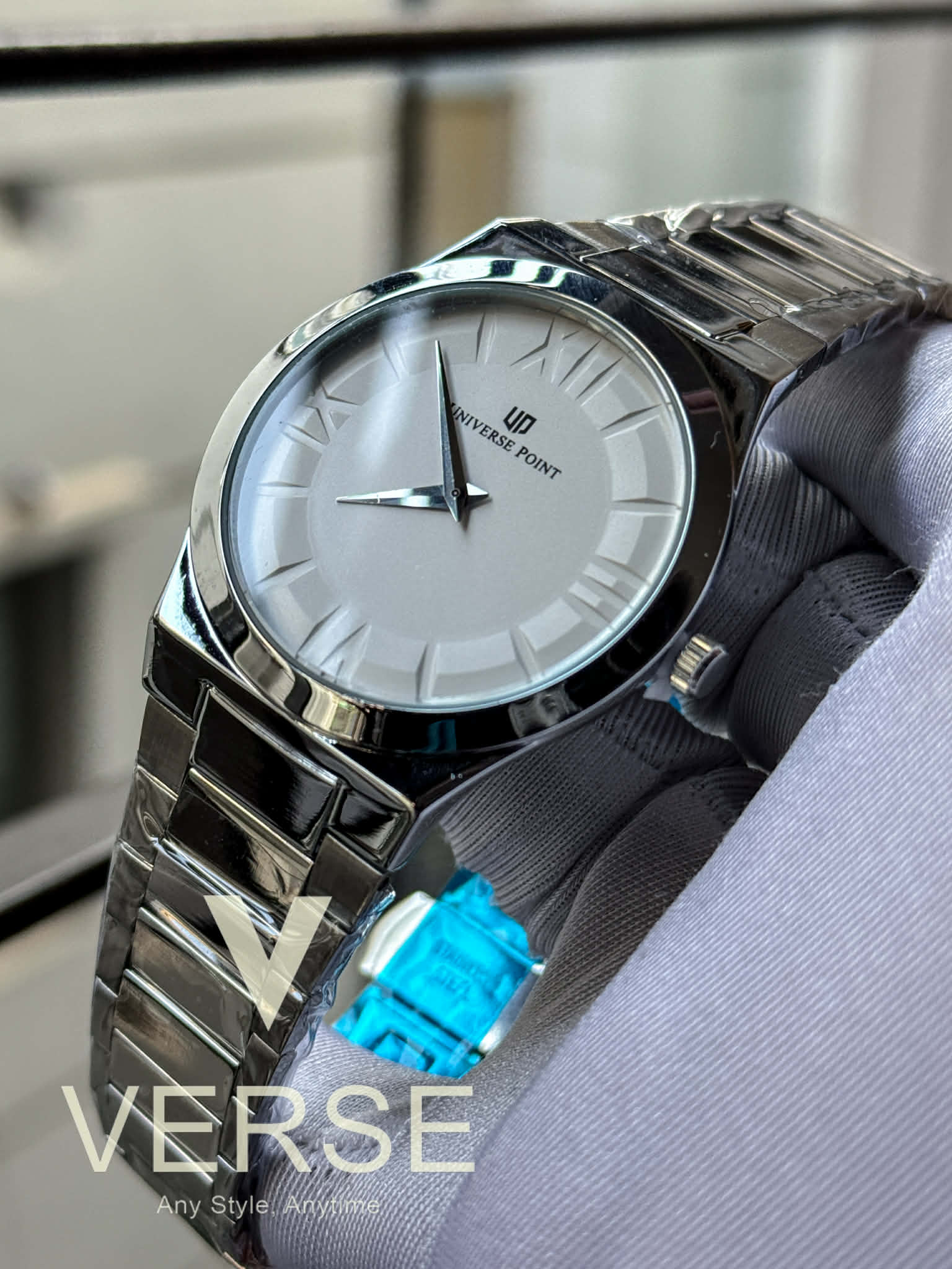 UNIVERSE POINT Minimalist Roman Numeric – Silver Chain White Dial | UP1988-2528