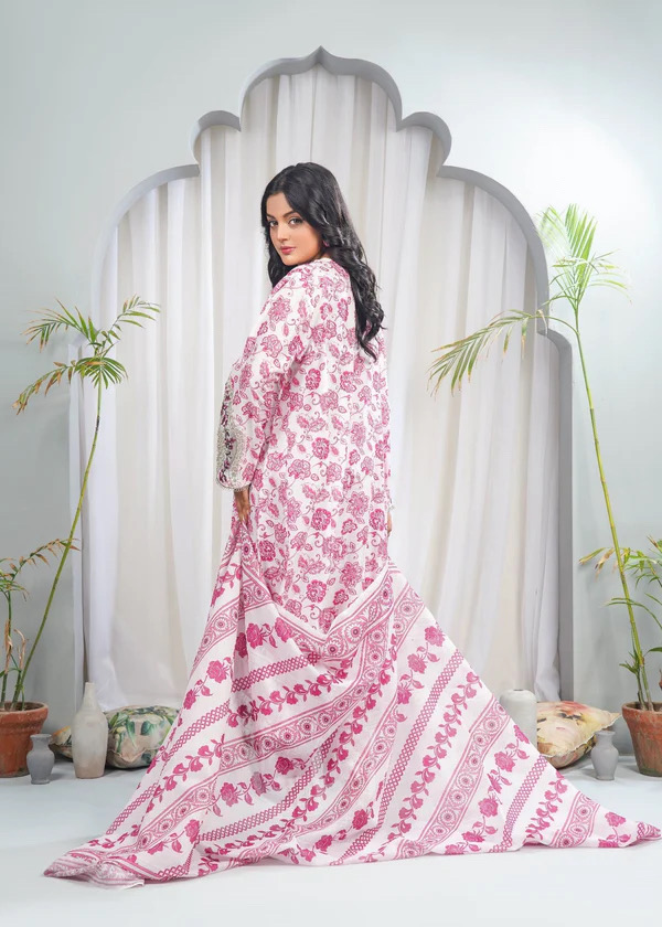 White Ivory Petals Print 3PC Suit - Image 2