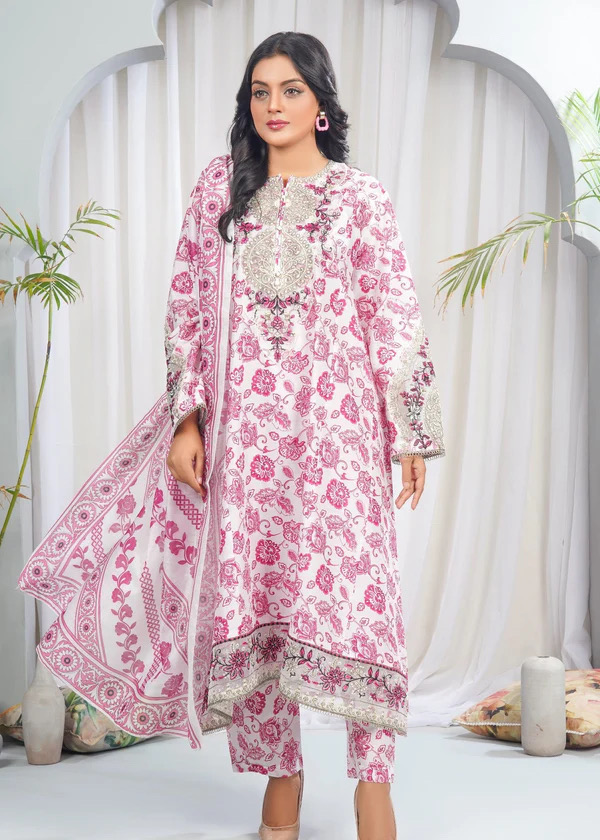 White Ivory Petals Print 3PC Suit - Image 4