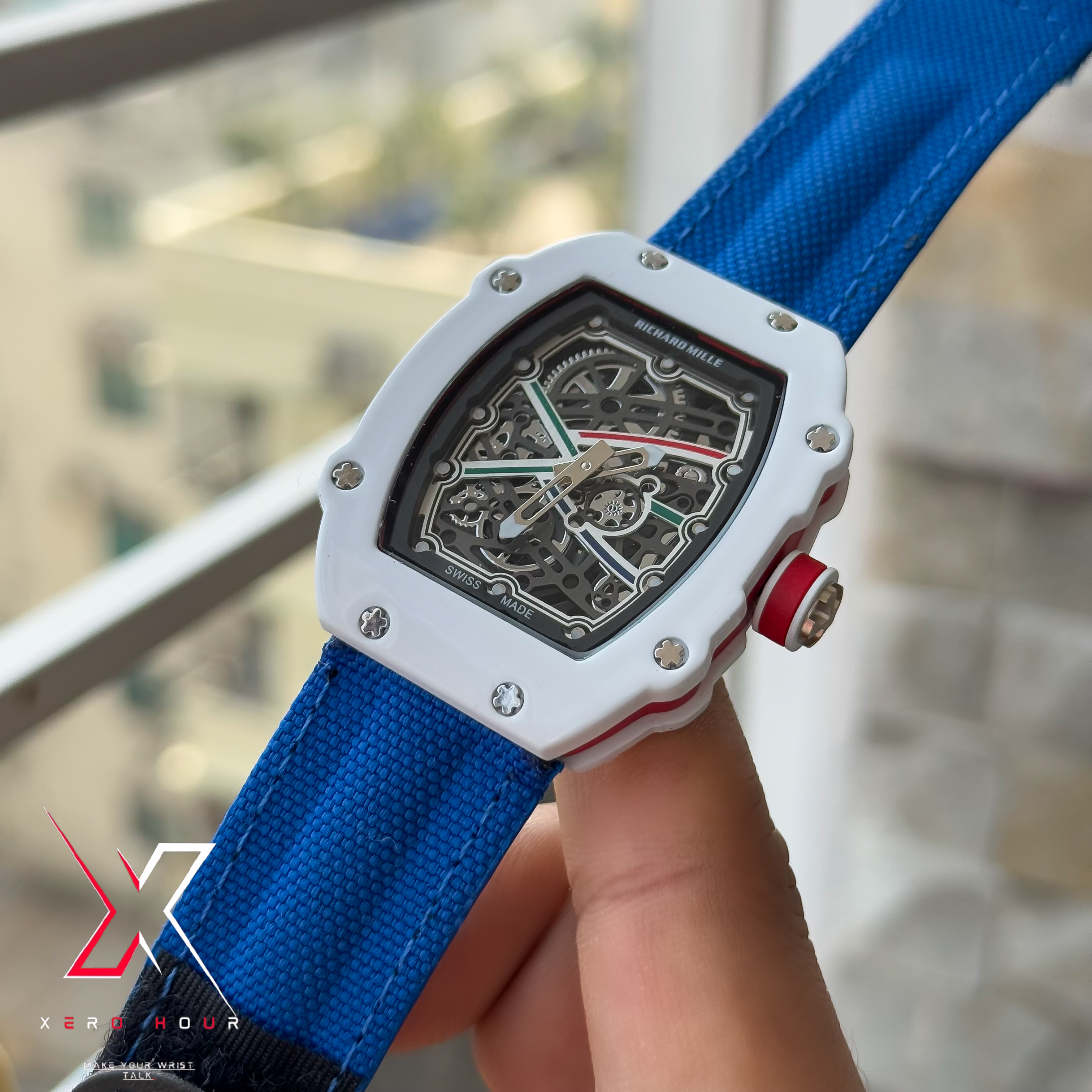 Richard Mille | Super Slim Edition | Nylon Strap | Blue White Strap |