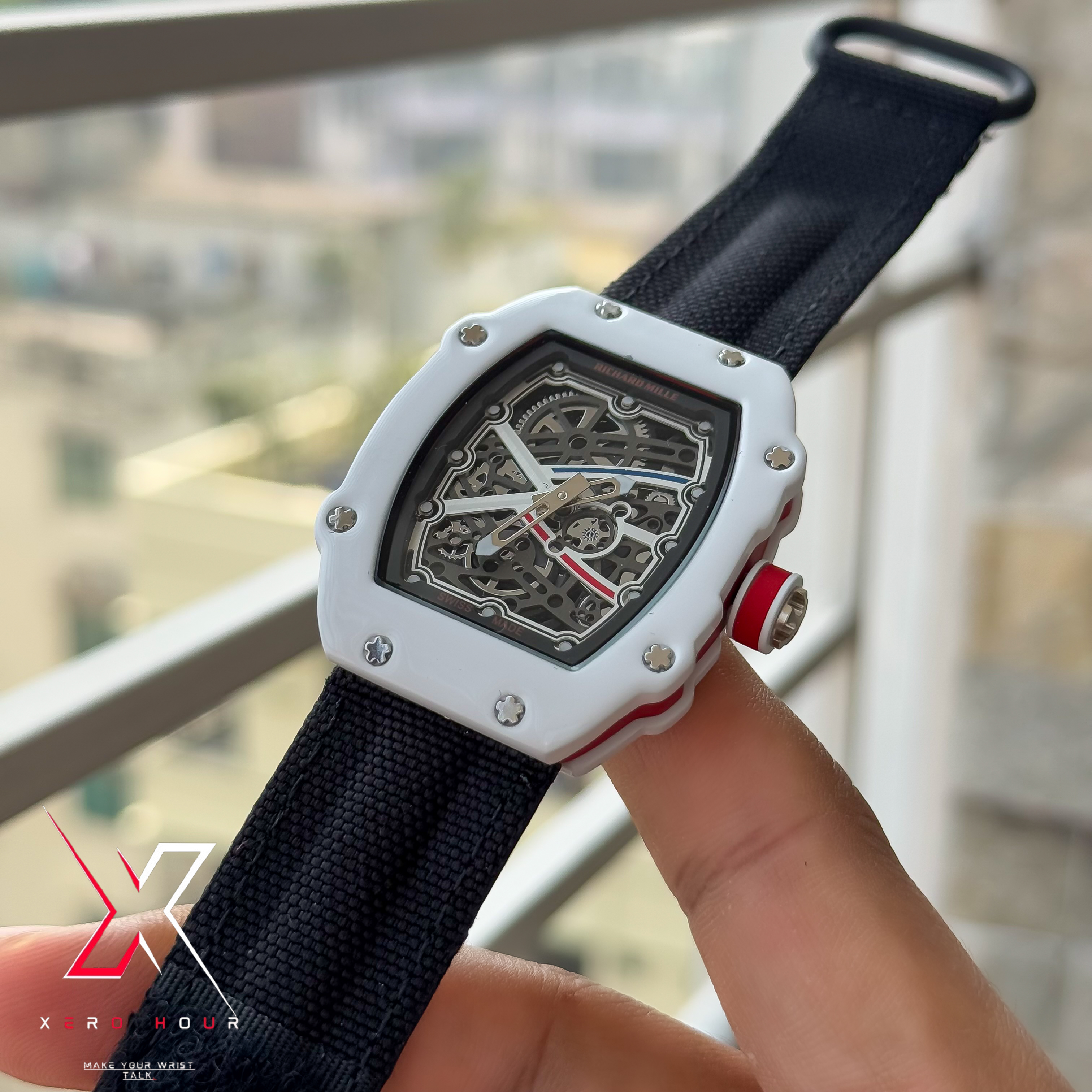 Richard Mille | Super Slim Edition | Nylon Strap | Black White Strap
