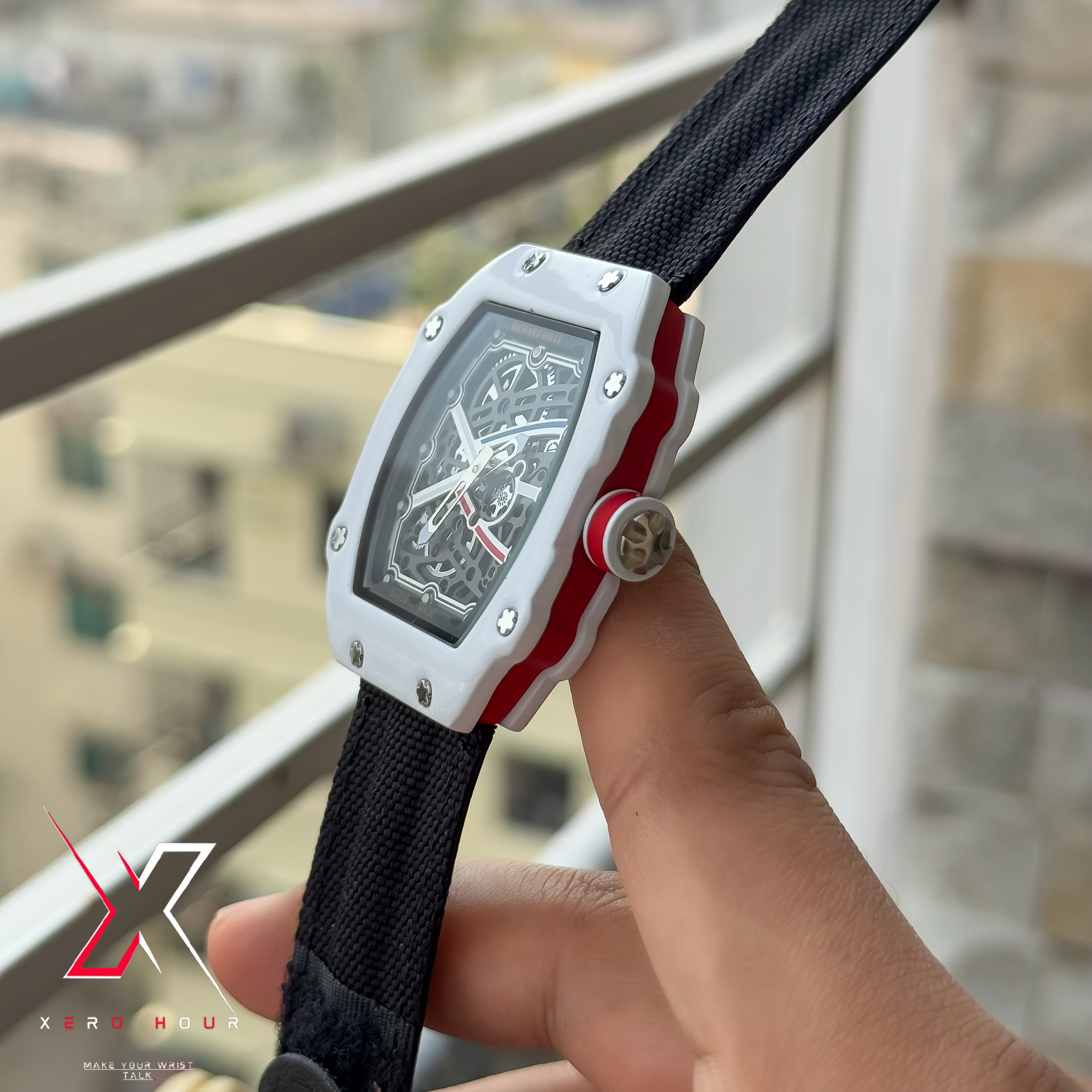 Richard Mille | Super Slim Edition | Nylon Strap | Black White Strap_img_1