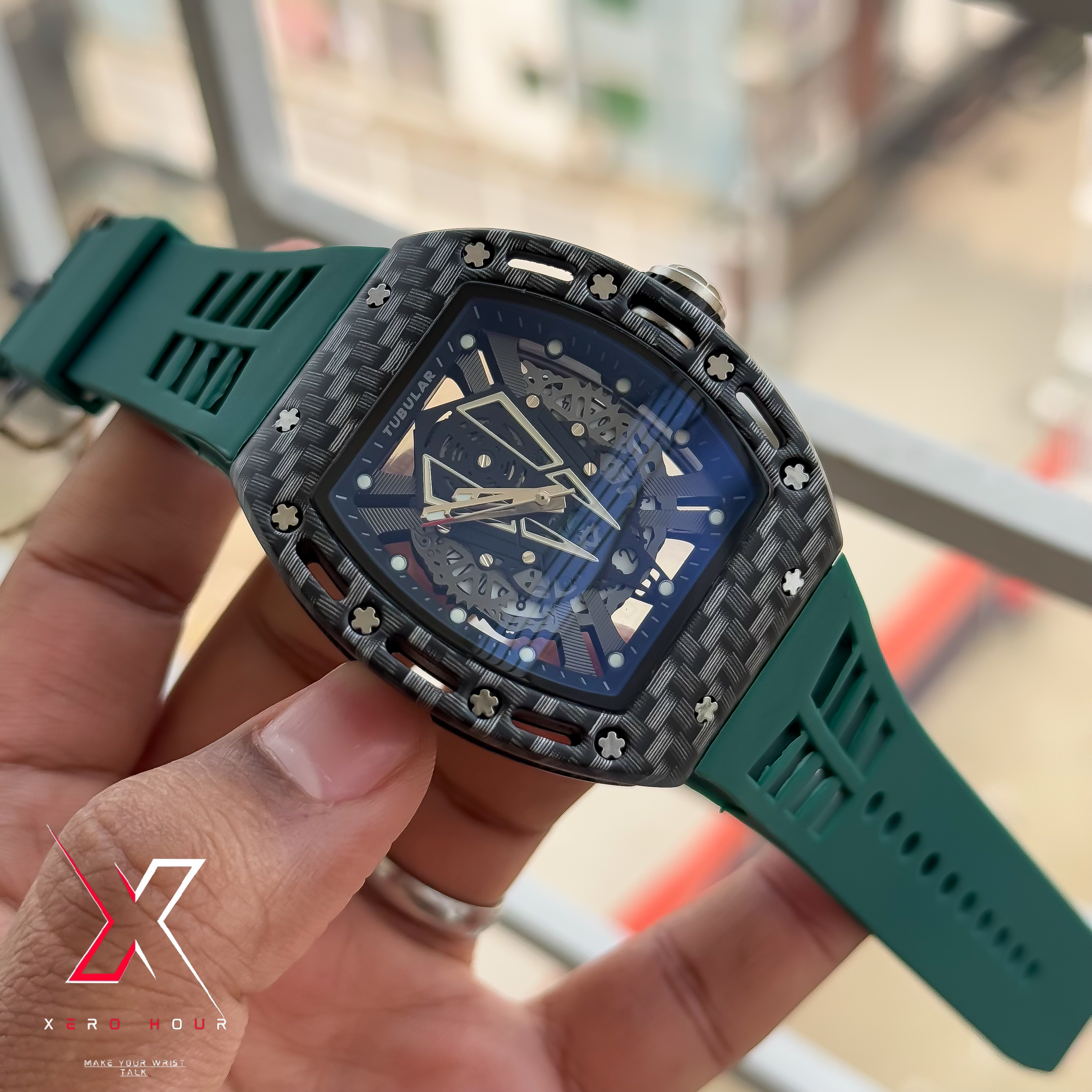 Tubular SILICON | RM Style | Belt | Dark Green | Carbon Edition