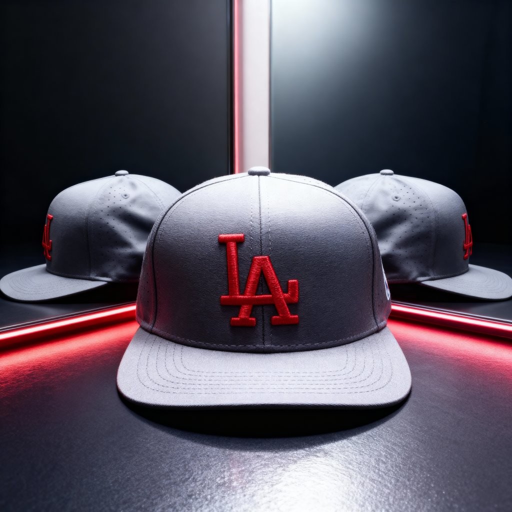 Premium Grey LA Cap with Red Embroidery – Stylish Streetwear Snapback | Unisex Fashion Cap_img_0