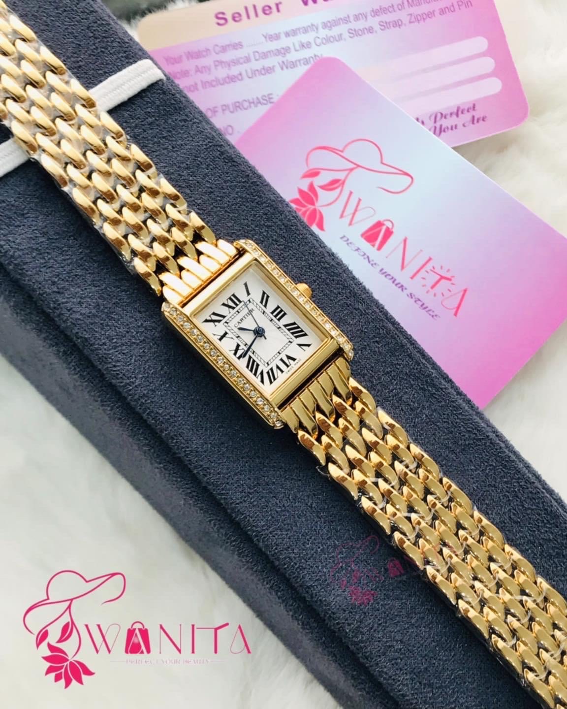 Premium Cartier Ladies Golden Shade Watch