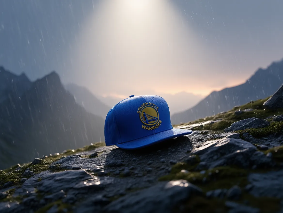 Golden Stars Warriors Cap – Premium Flat Cap in Galaxy Black & Cosmic Blue BrandzX_img_0