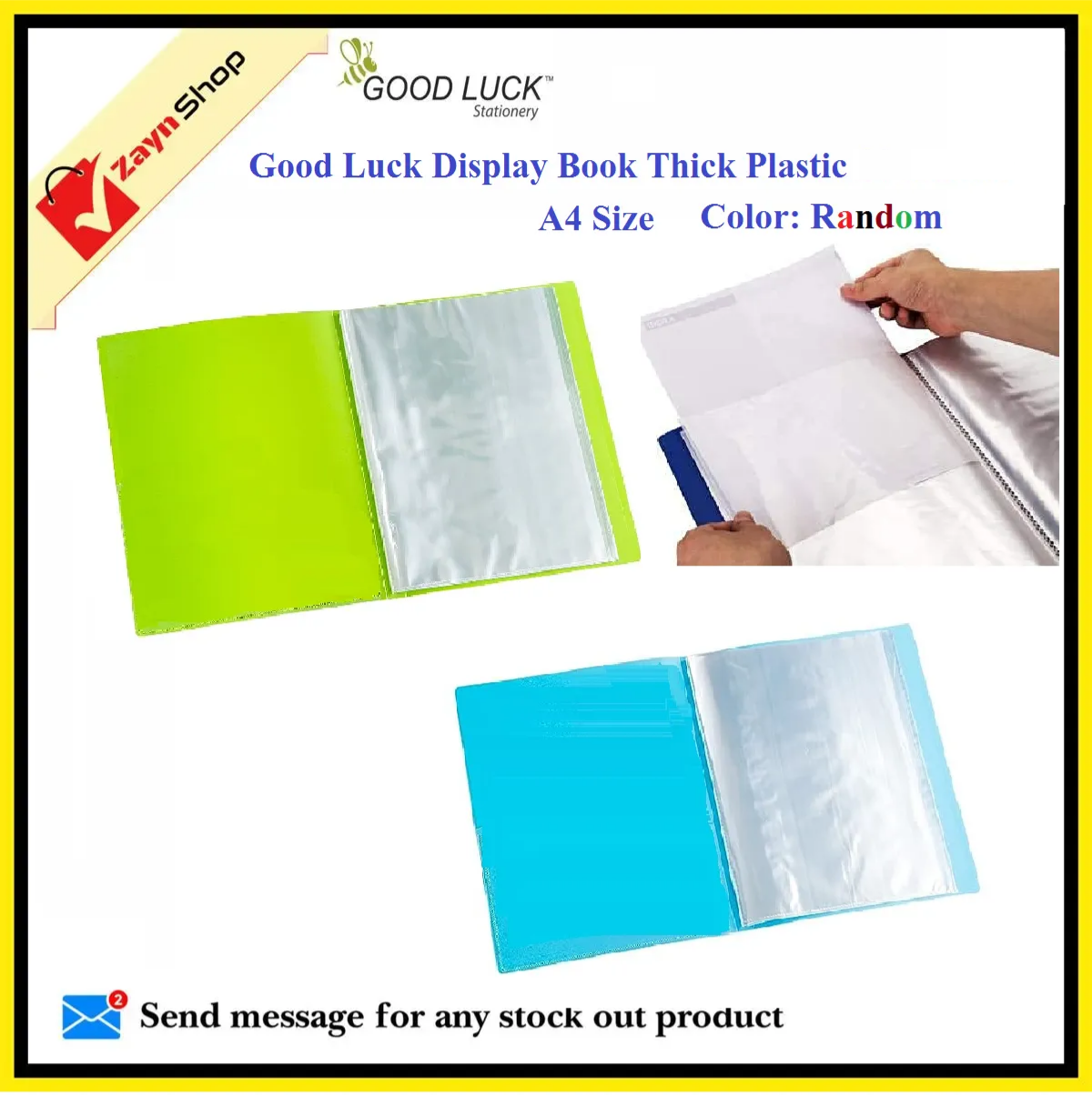 Good Luck Display Book 20/30/40/ 60 pocket Thick Plastic File Folder Display Presentation Book, A4 Size Random color 1pcs_img_1