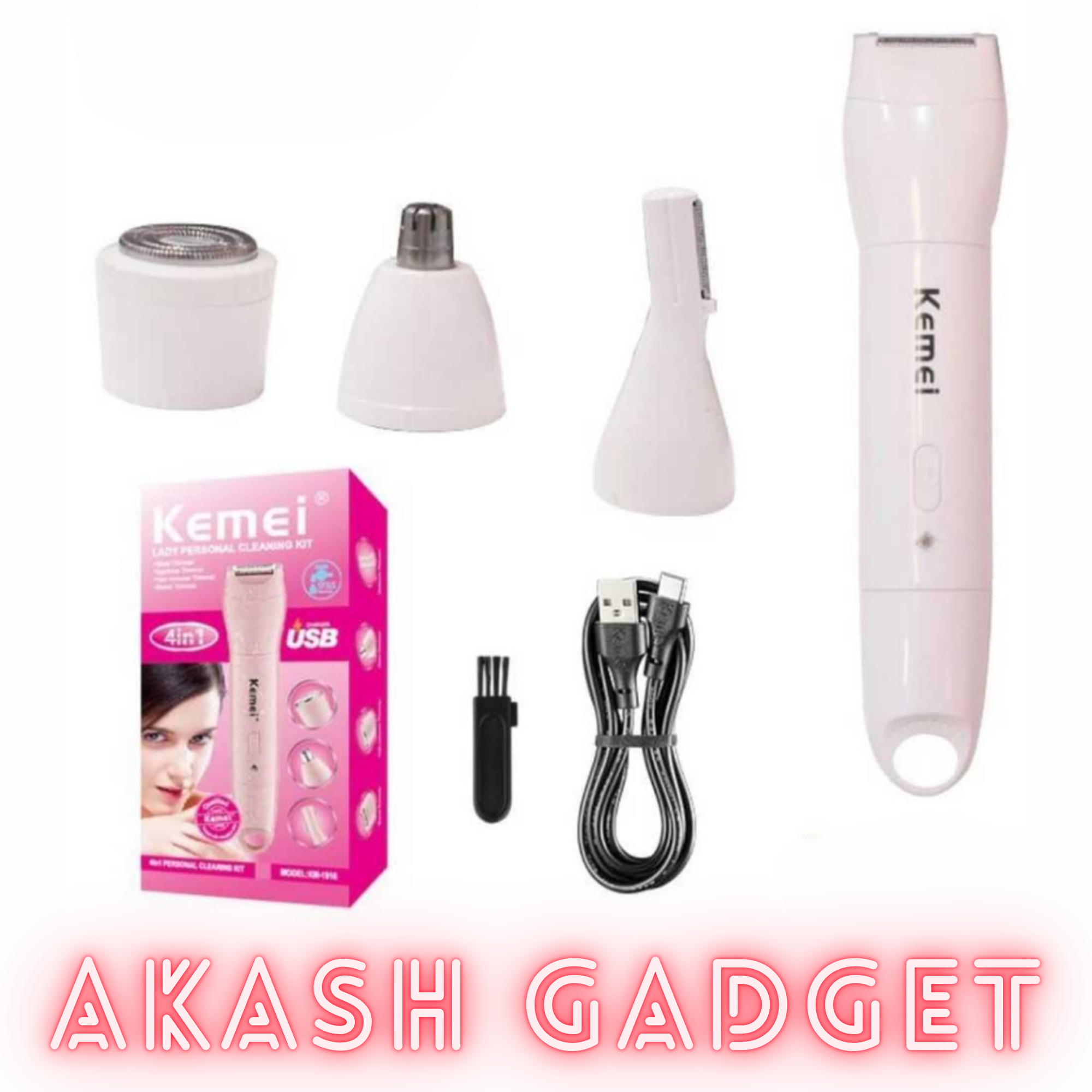 Kemei KM-1916 Multifunctional 4 in 1 Face, Eyebrow, Nose, & Lady Shaver for Women_img_5