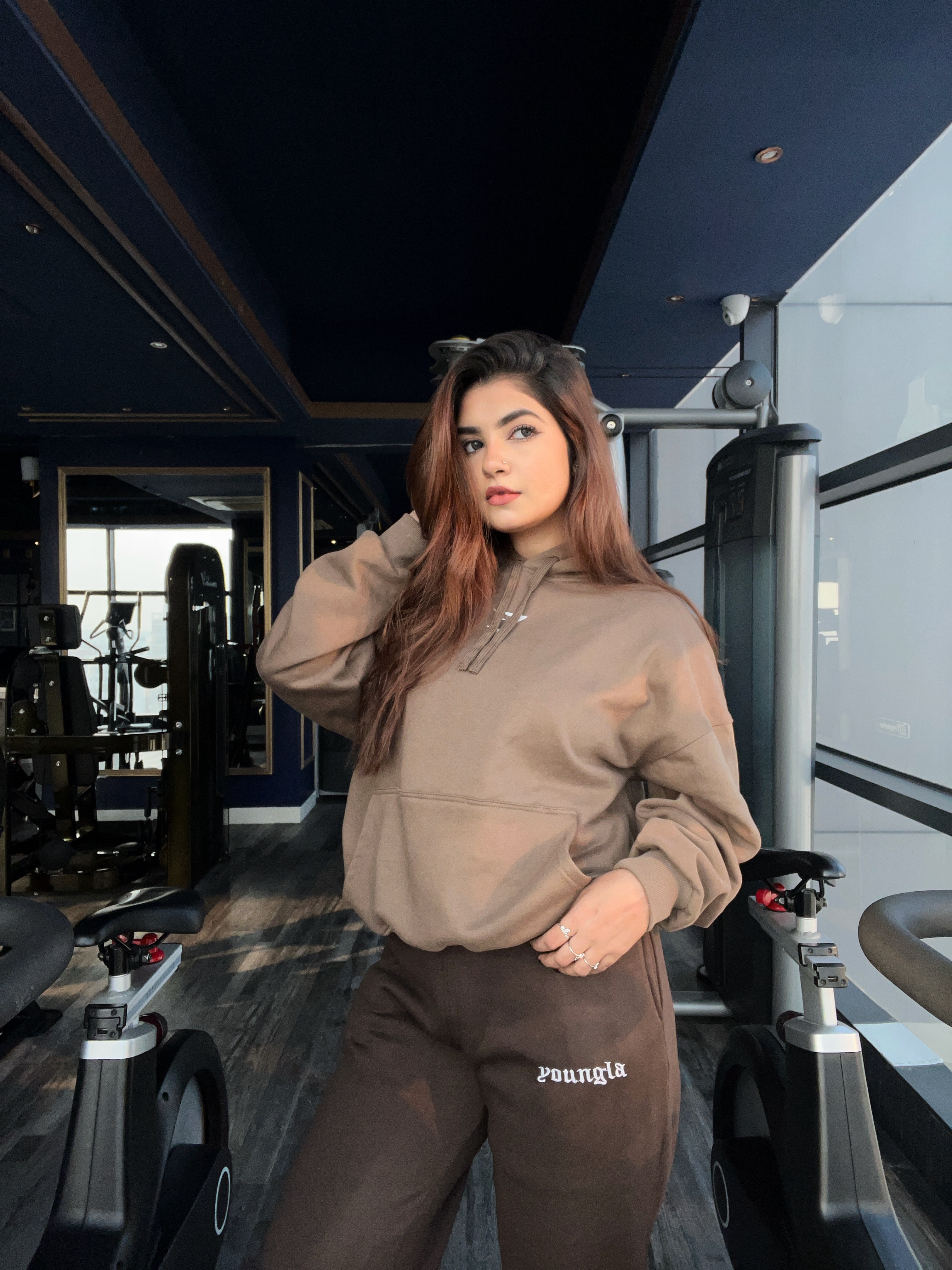 Gymshark Unisex Brown Tan color oversized hoodie